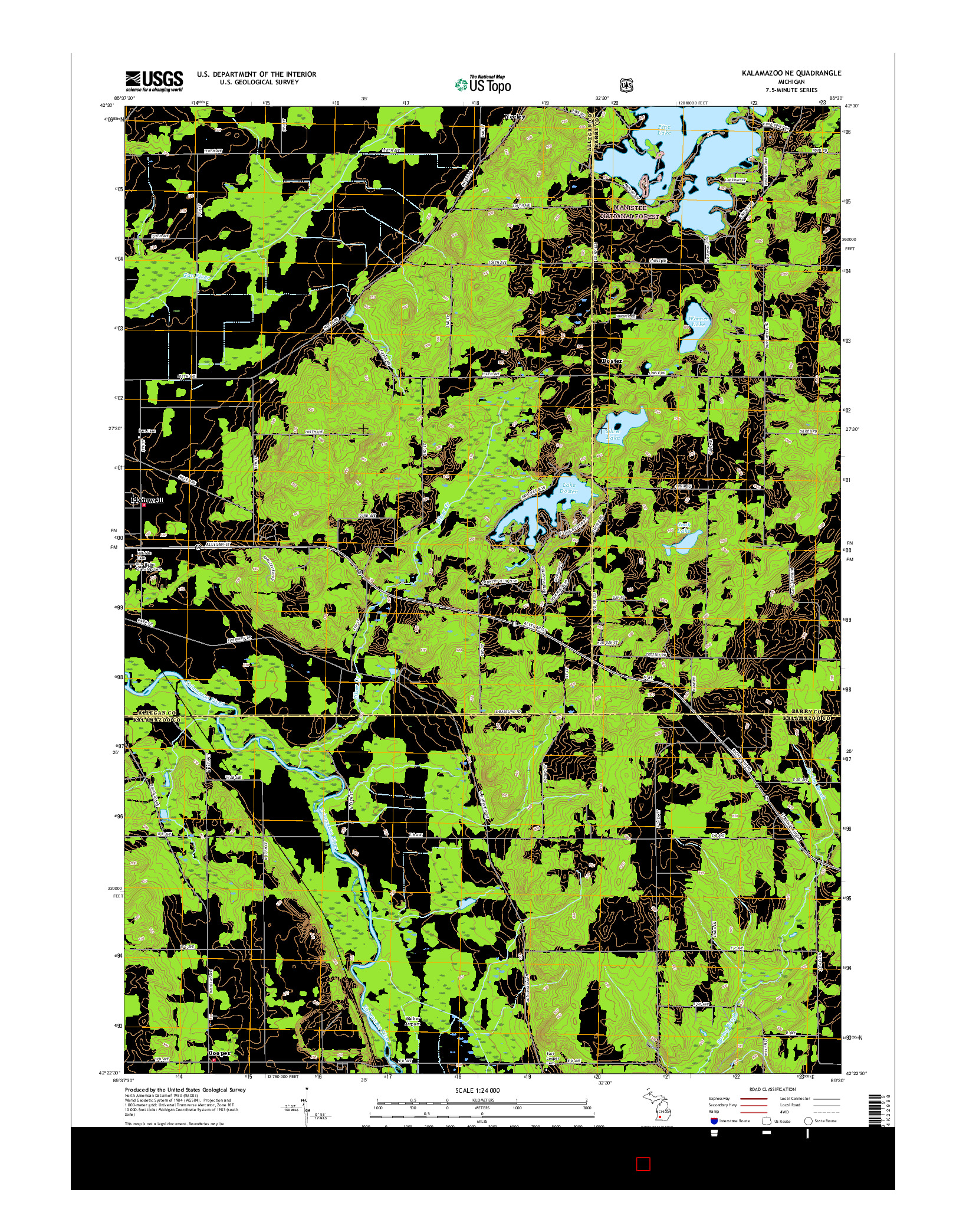 USGS US TOPO 7.5-MINUTE MAP FOR KALAMAZOO NE, MI 2017