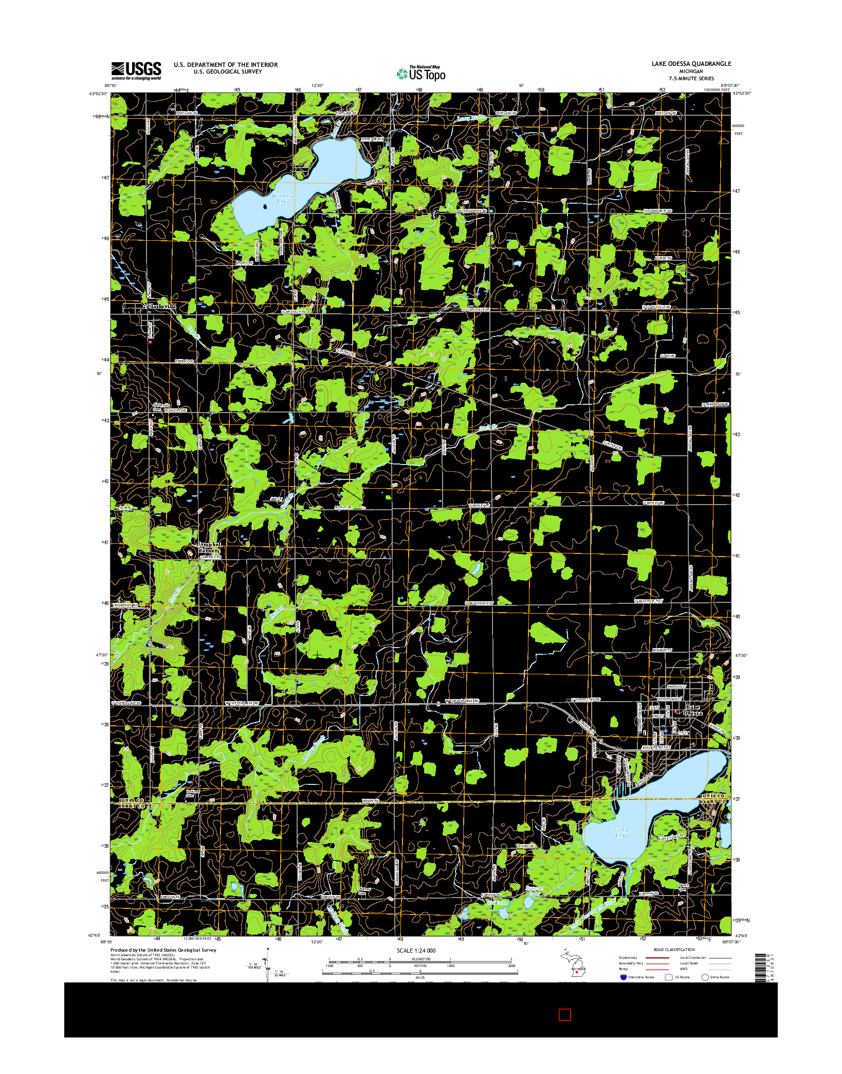 USGS US TOPO 7.5-MINUTE MAP FOR LAKE ODESSA, MI 2017