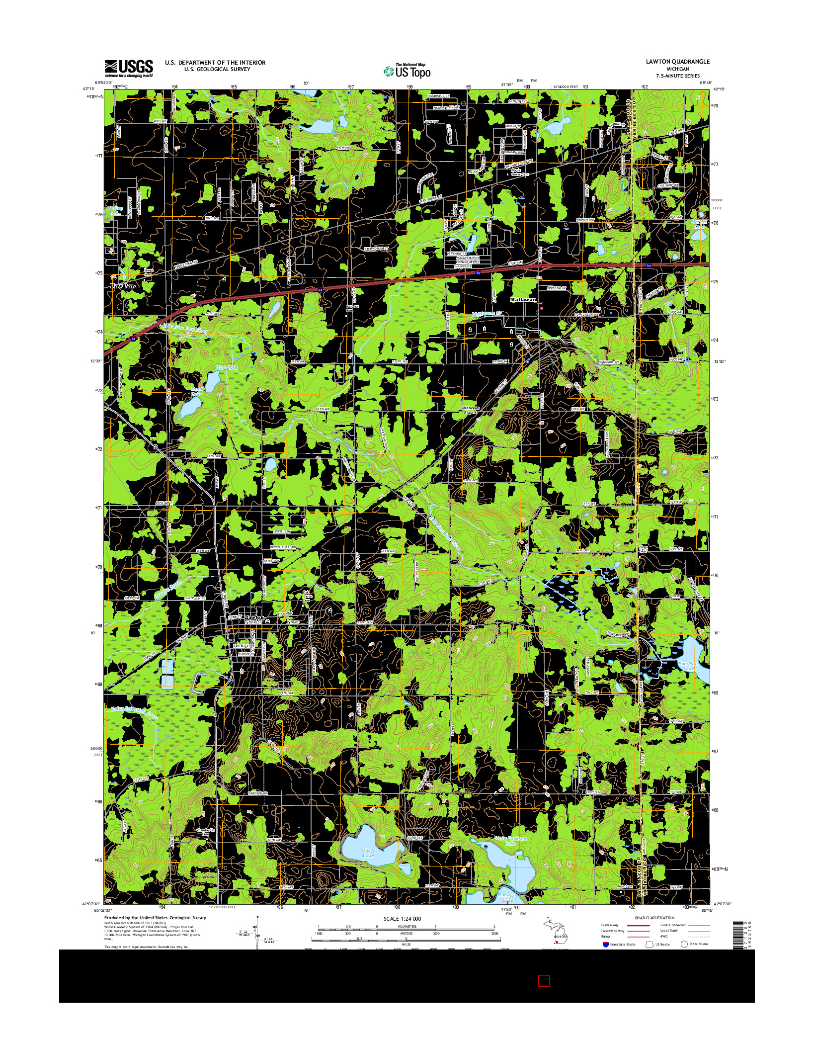 USGS US TOPO 7.5-MINUTE MAP FOR LAWTON, MI 2017