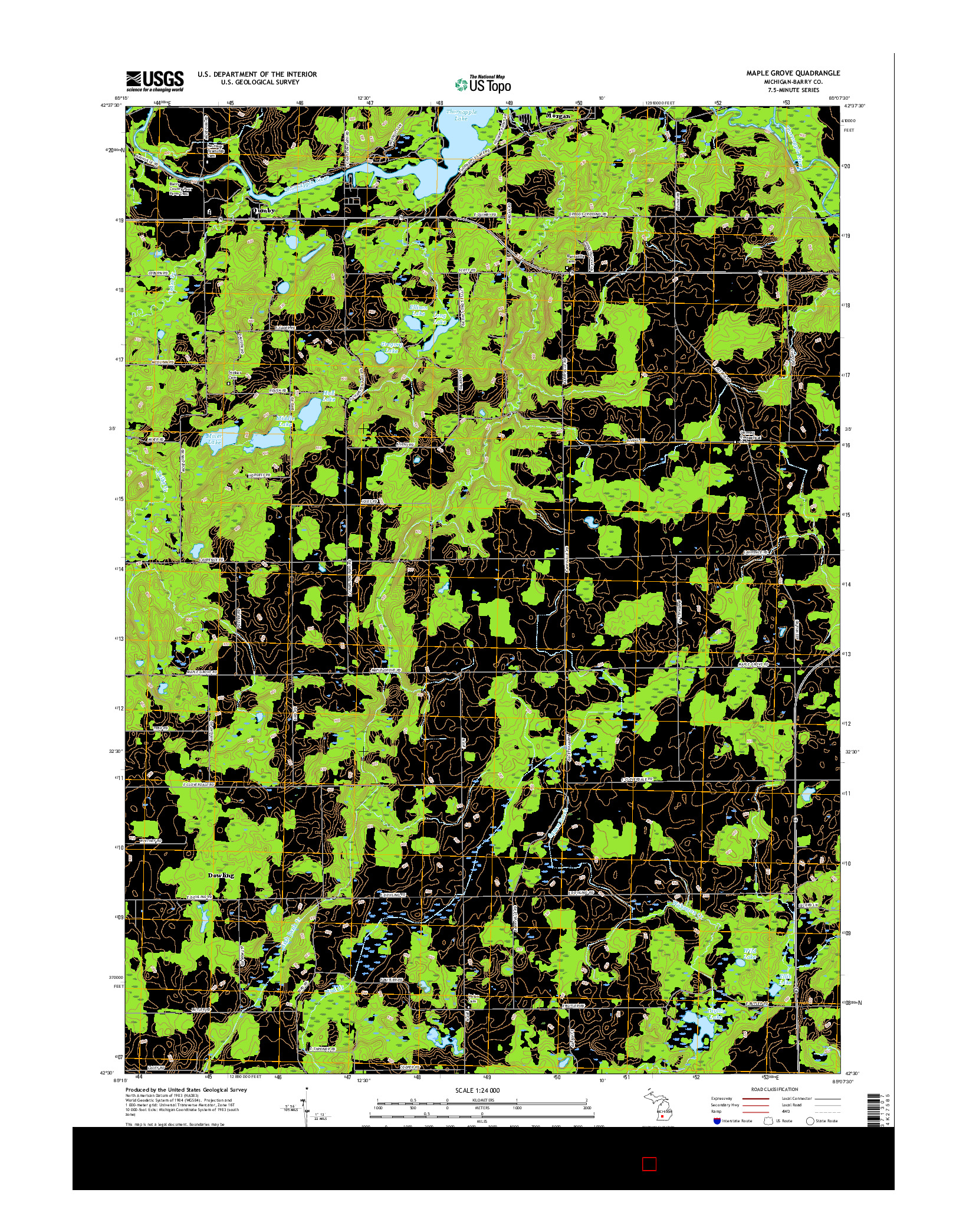 USGS US TOPO 7.5-MINUTE MAP FOR MAPLE GROVE, MI 2017