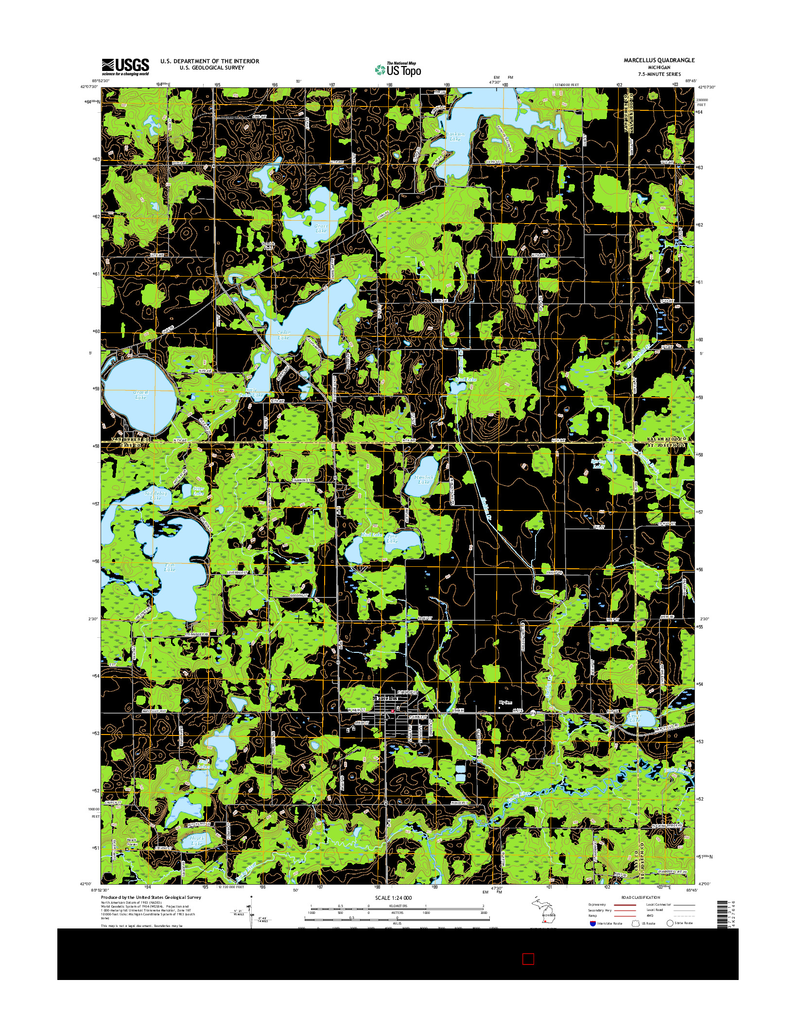 USGS US TOPO 7.5-MINUTE MAP FOR MARCELLUS, MI 2017