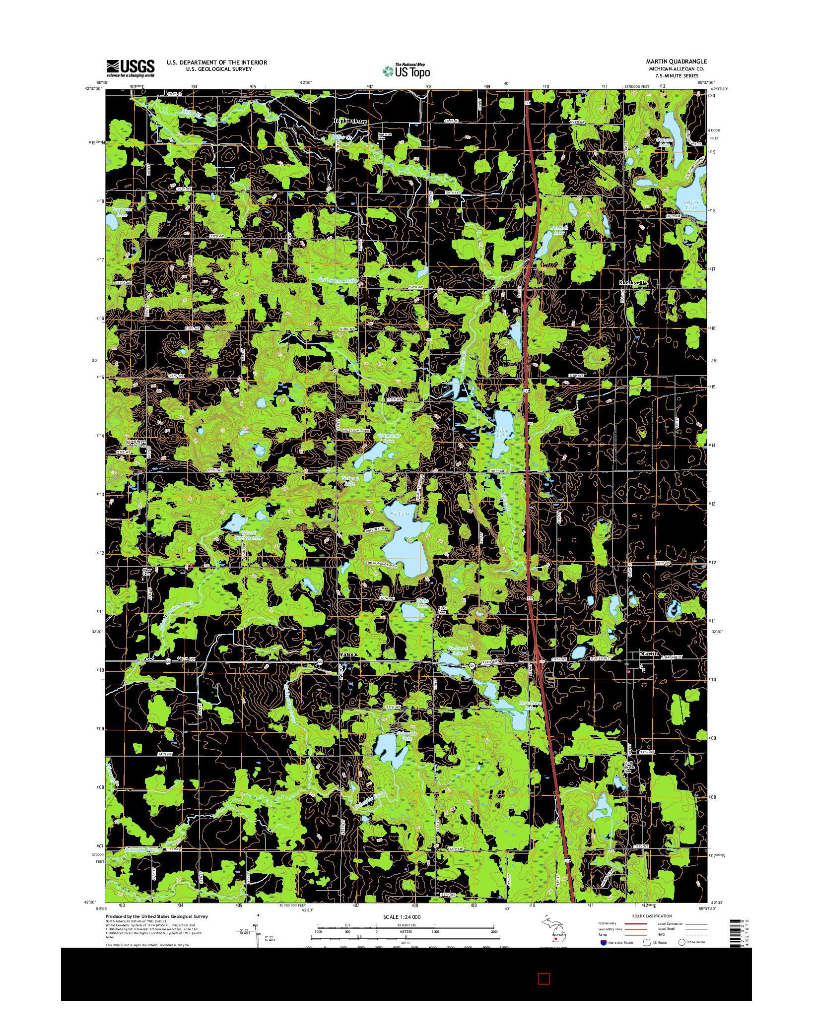 USGS US TOPO 7.5-MINUTE MAP FOR MARTIN, MI 2017