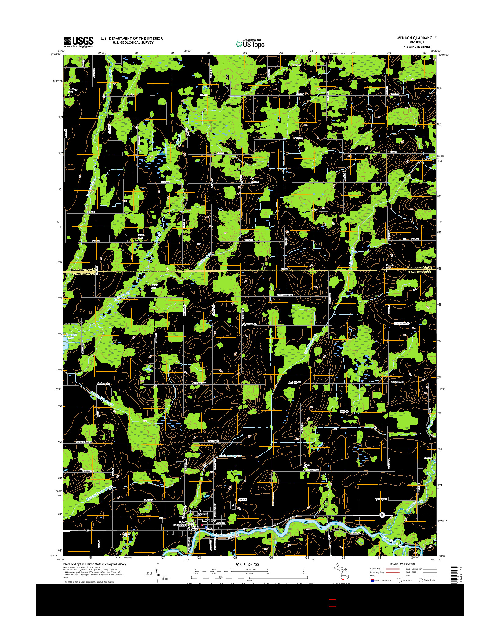 USGS US TOPO 7.5-MINUTE MAP FOR MENDON, MI 2017