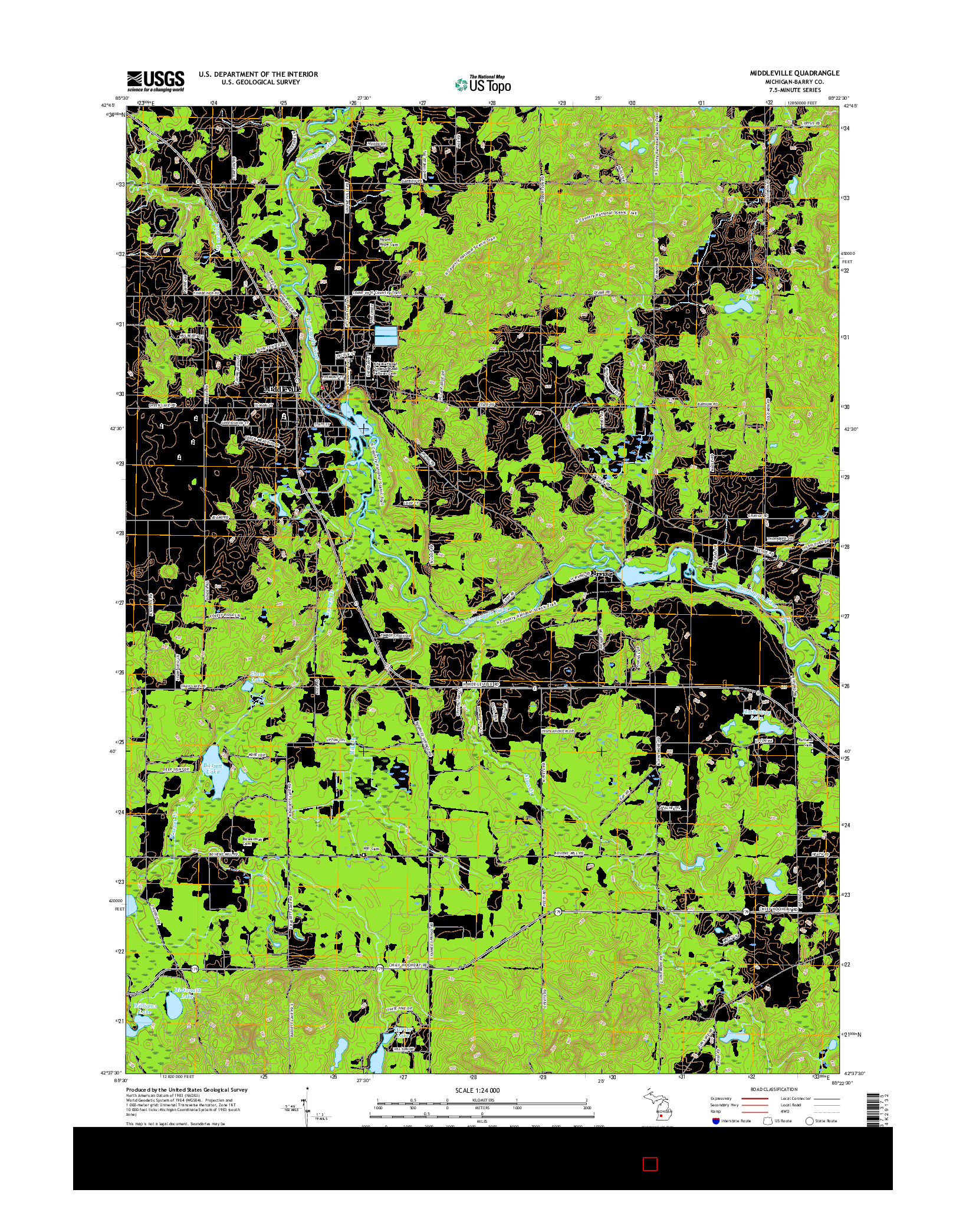 USGS US TOPO 7.5-MINUTE MAP FOR MIDDLEVILLE, MI 2017