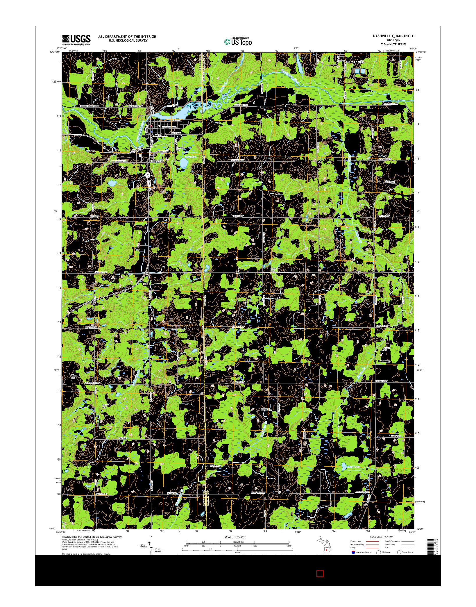 USGS US TOPO 7.5-MINUTE MAP FOR NASHVILLE, MI 2017