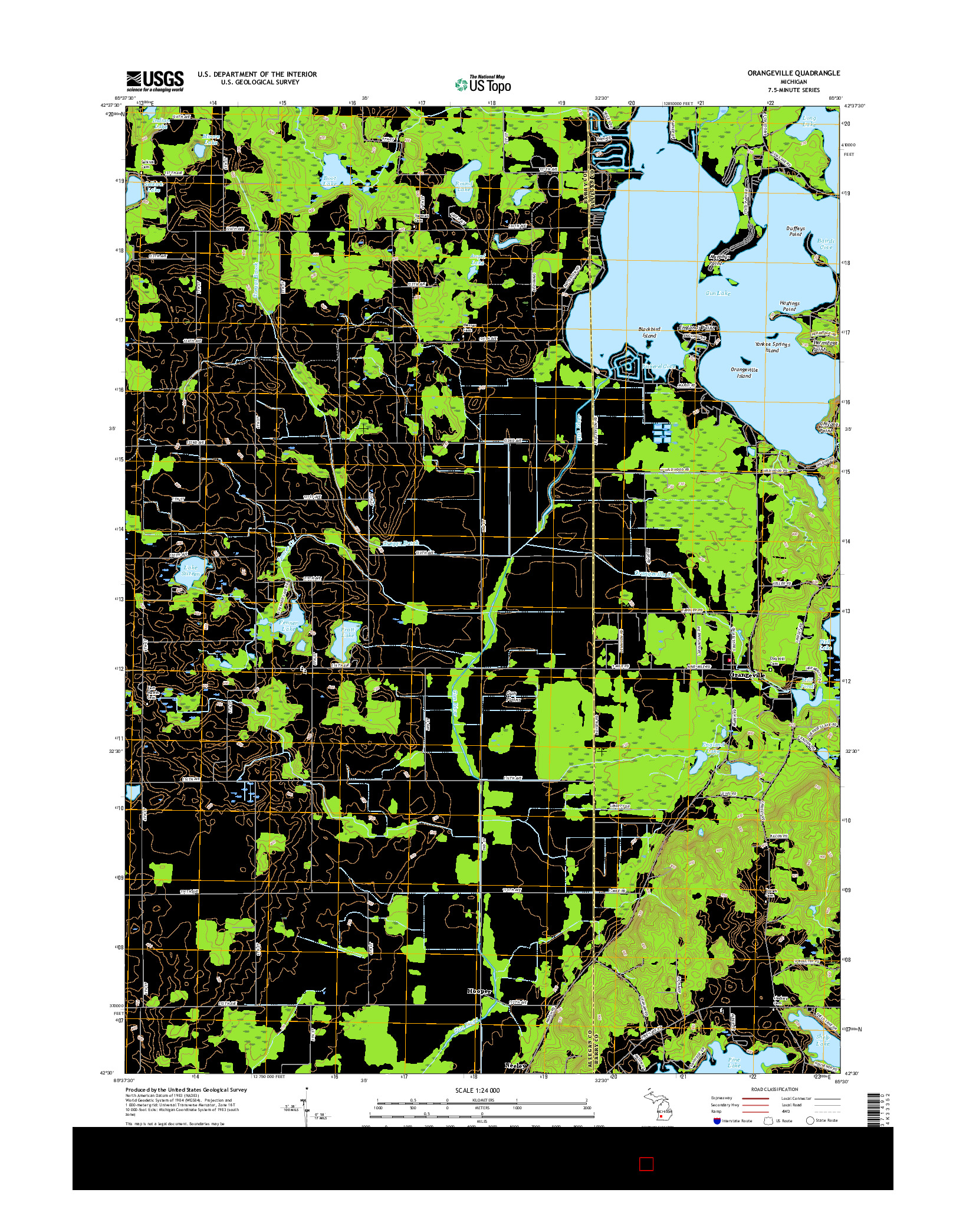 USGS US TOPO 7.5-MINUTE MAP FOR ORANGEVILLE, MI 2017