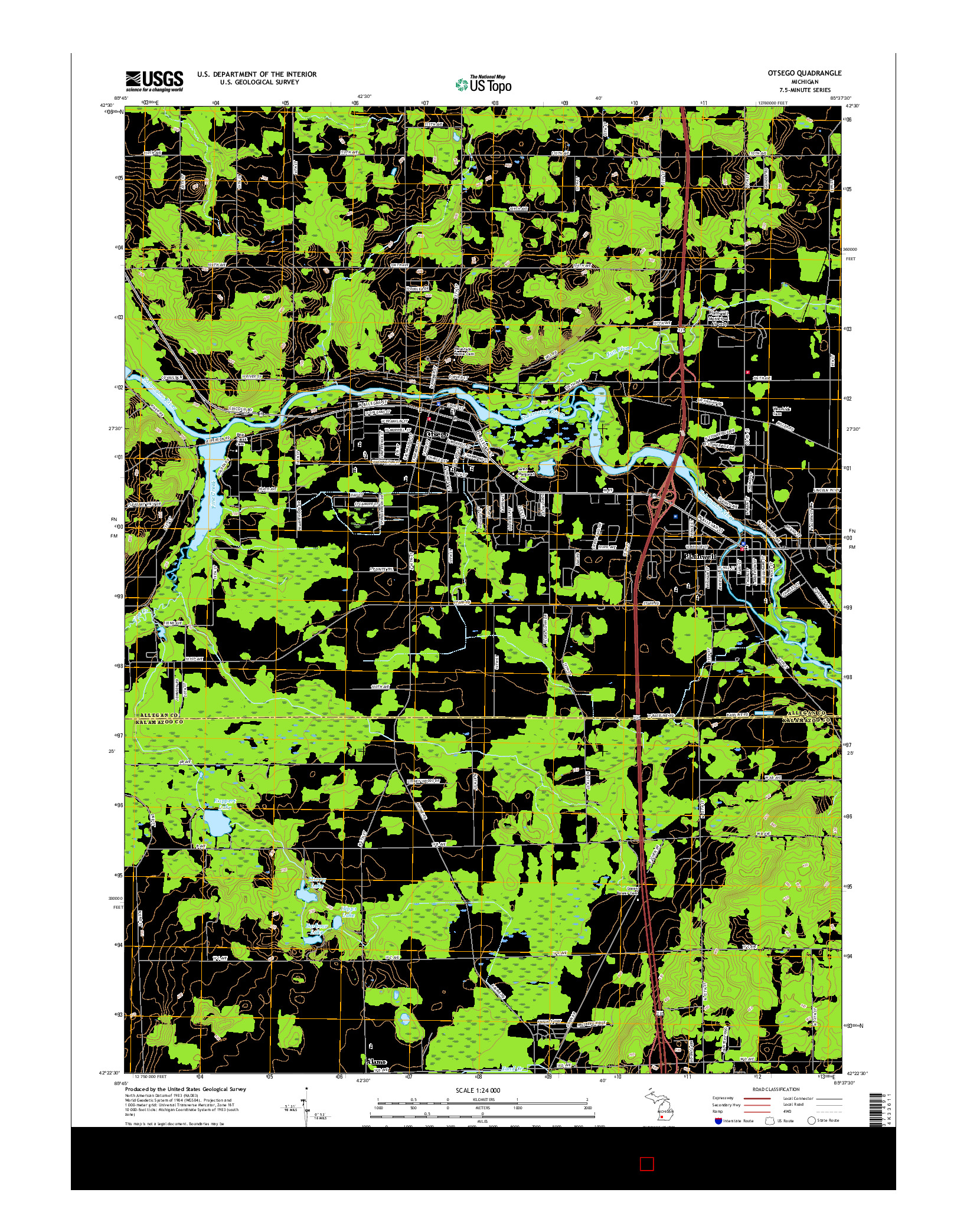 USGS US TOPO 7.5-MINUTE MAP FOR OTSEGO, MI 2017