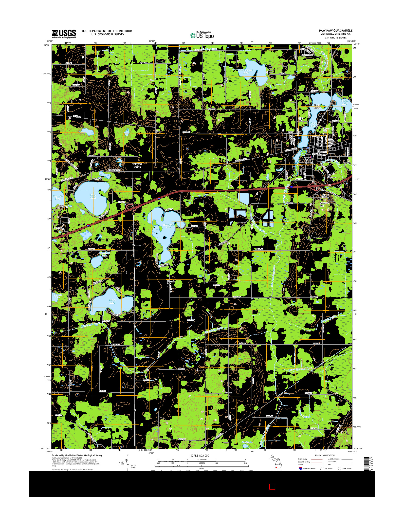 USGS US TOPO 7.5-MINUTE MAP FOR PAW PAW, MI 2017