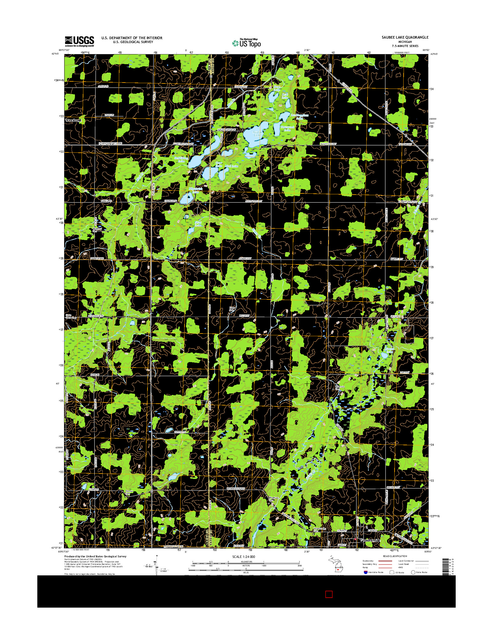 USGS US TOPO 7.5-MINUTE MAP FOR SAUBEE LAKE, MI 2017