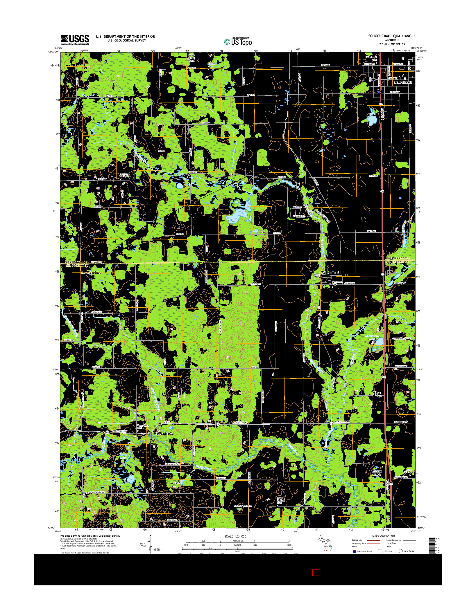 USGS US TOPO 7.5-MINUTE MAP FOR SCHOOLCRAFT, MI 2017