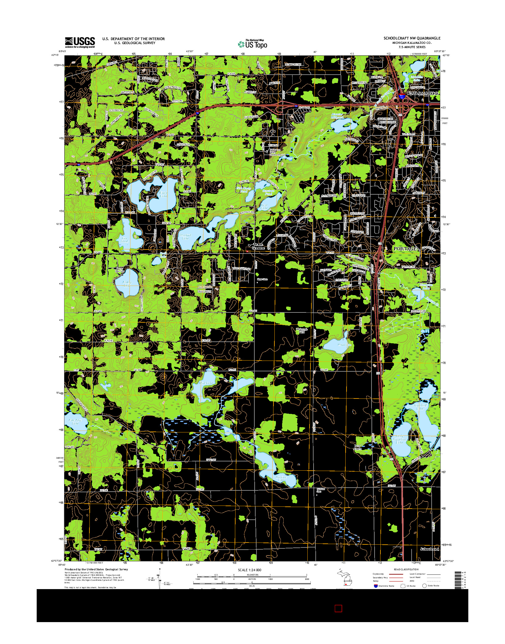 USGS US TOPO 7.5-MINUTE MAP FOR SCHOOLCRAFT NW, MI 2017