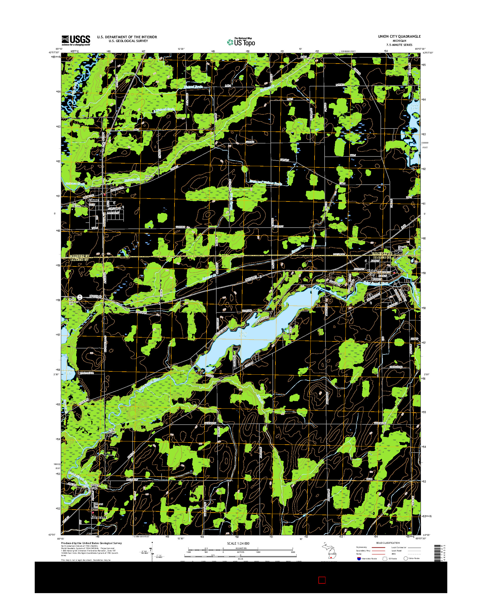 USGS US TOPO 7.5-MINUTE MAP FOR UNION CITY, MI 2017