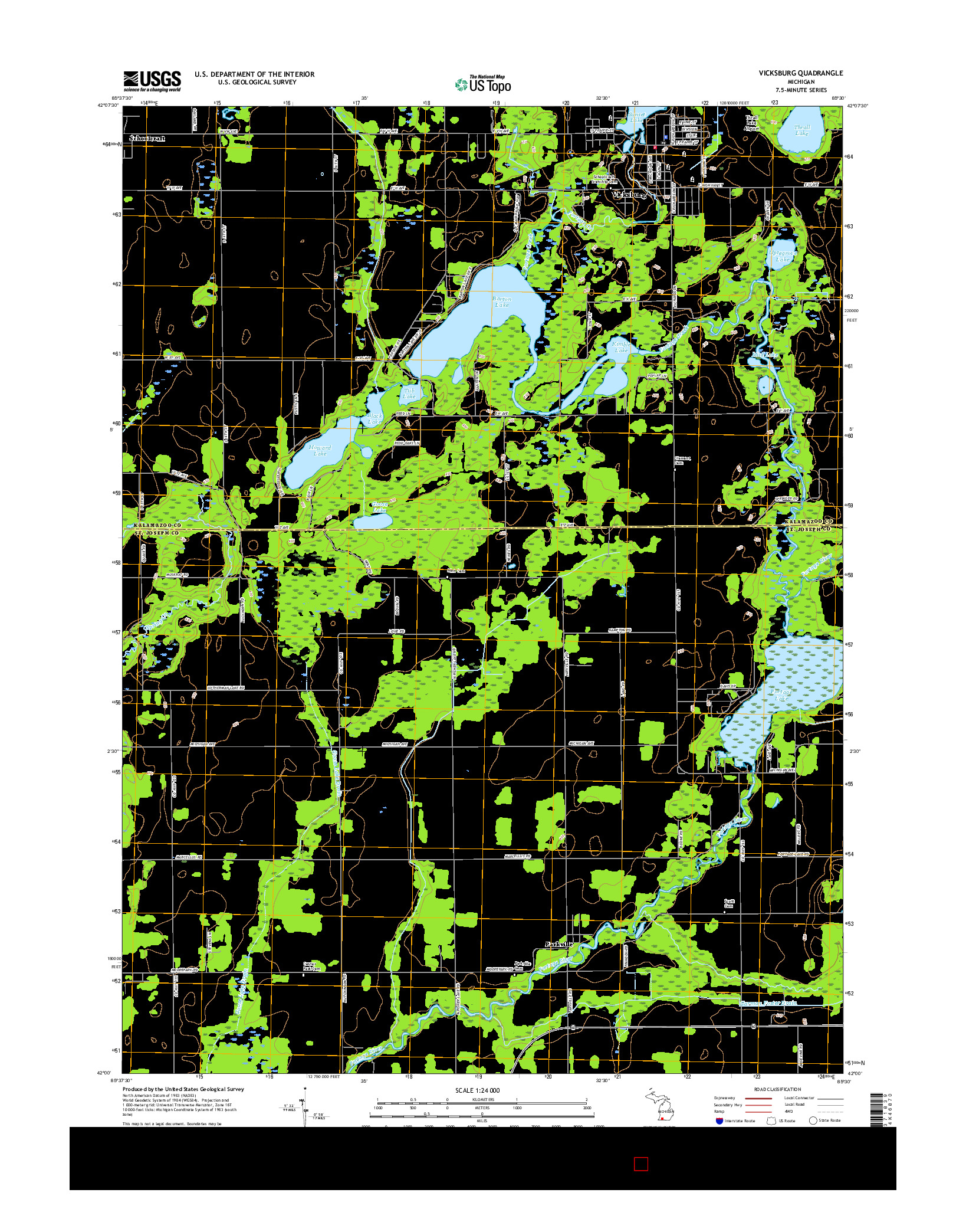 USGS US TOPO 7.5-MINUTE MAP FOR VICKSBURG, MI 2017