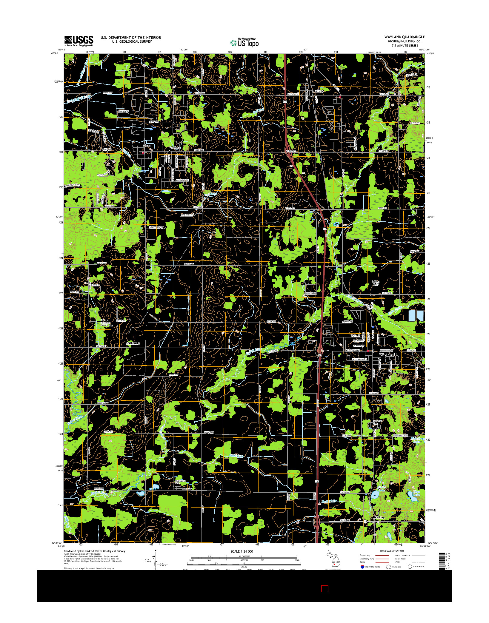 USGS US TOPO 7.5-MINUTE MAP FOR WAYLAND, MI 2017