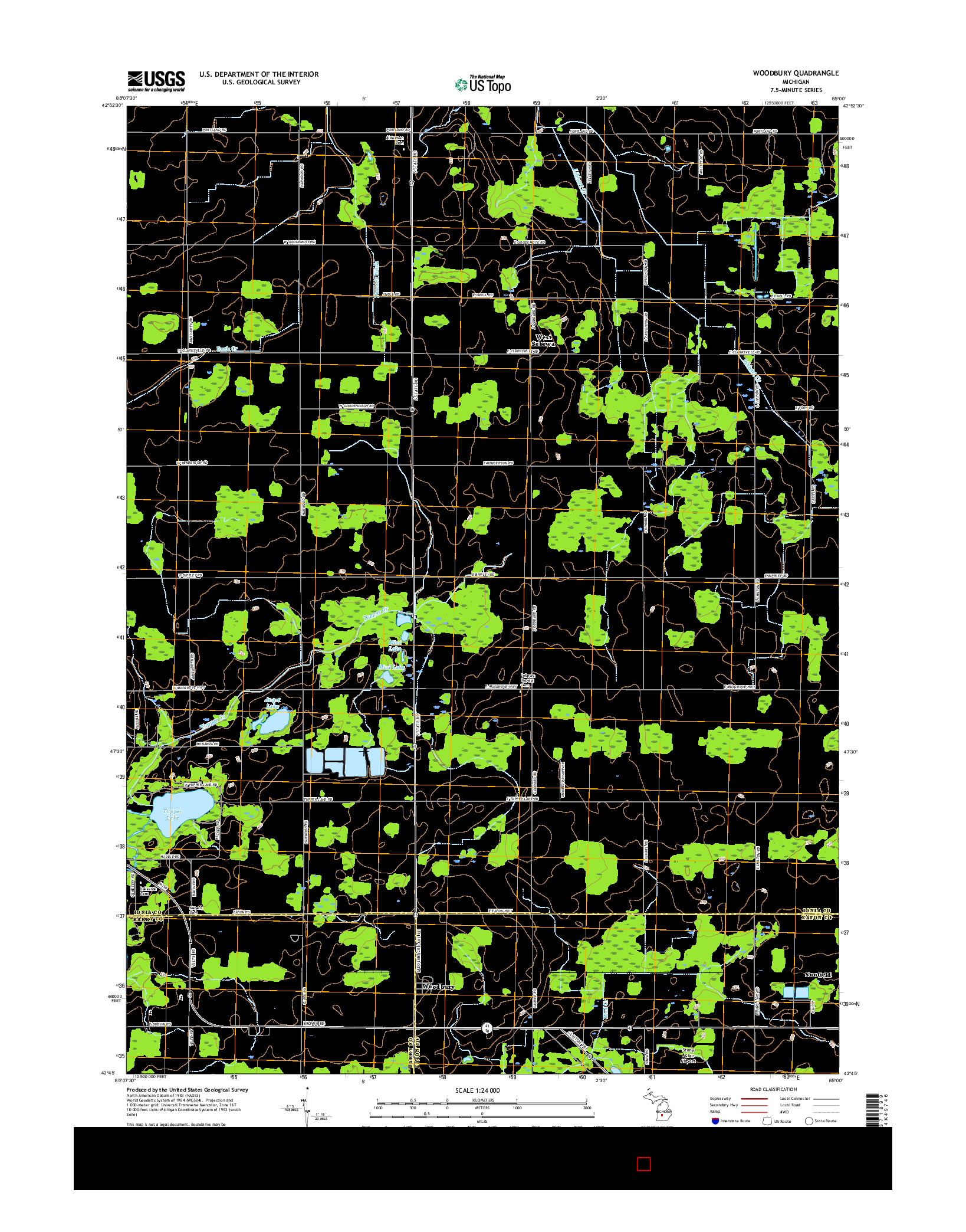 USGS US TOPO 7.5-MINUTE MAP FOR WOODBURY, MI 2017