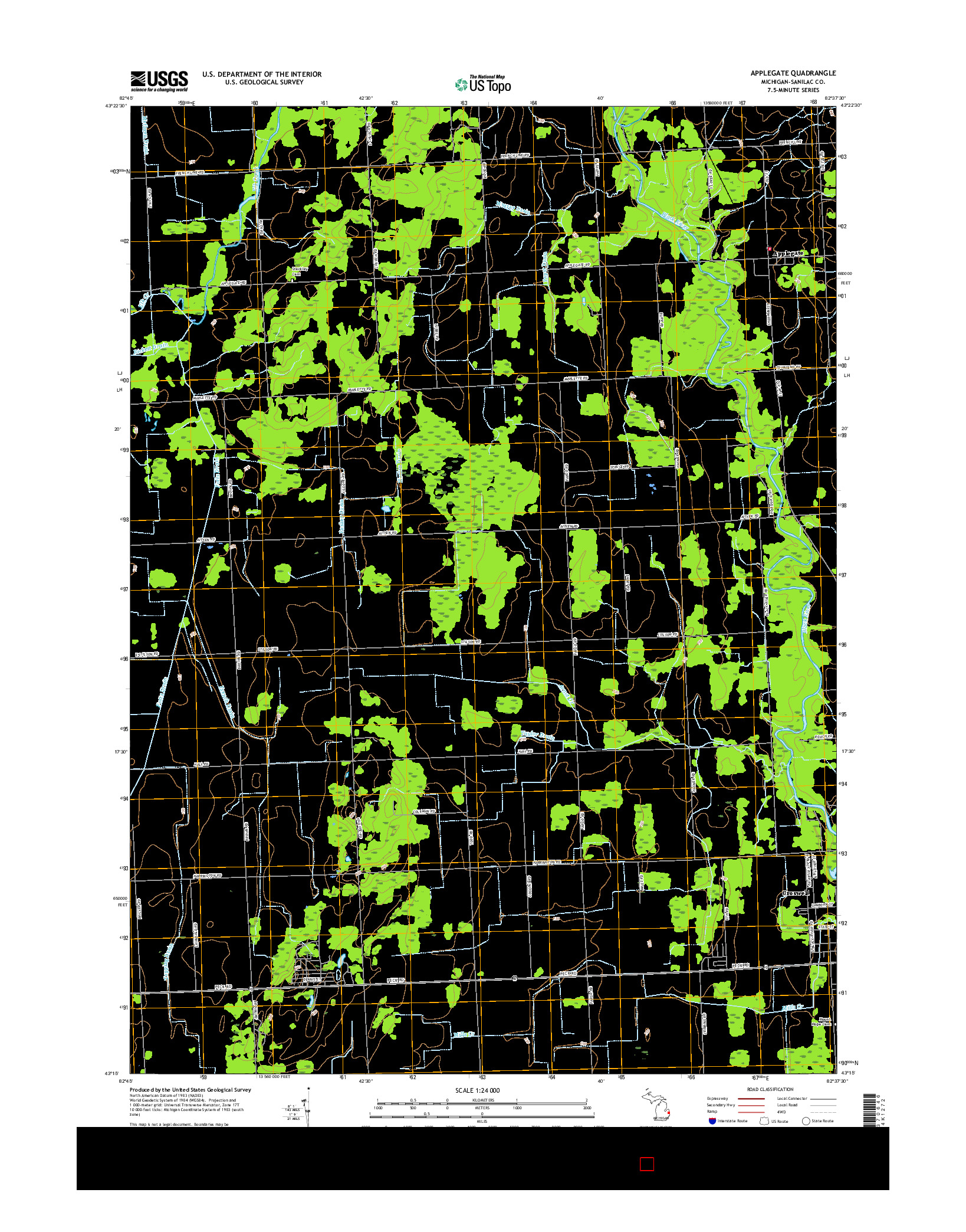 USGS US TOPO 7.5-MINUTE MAP FOR APPLEGATE, MI 2017