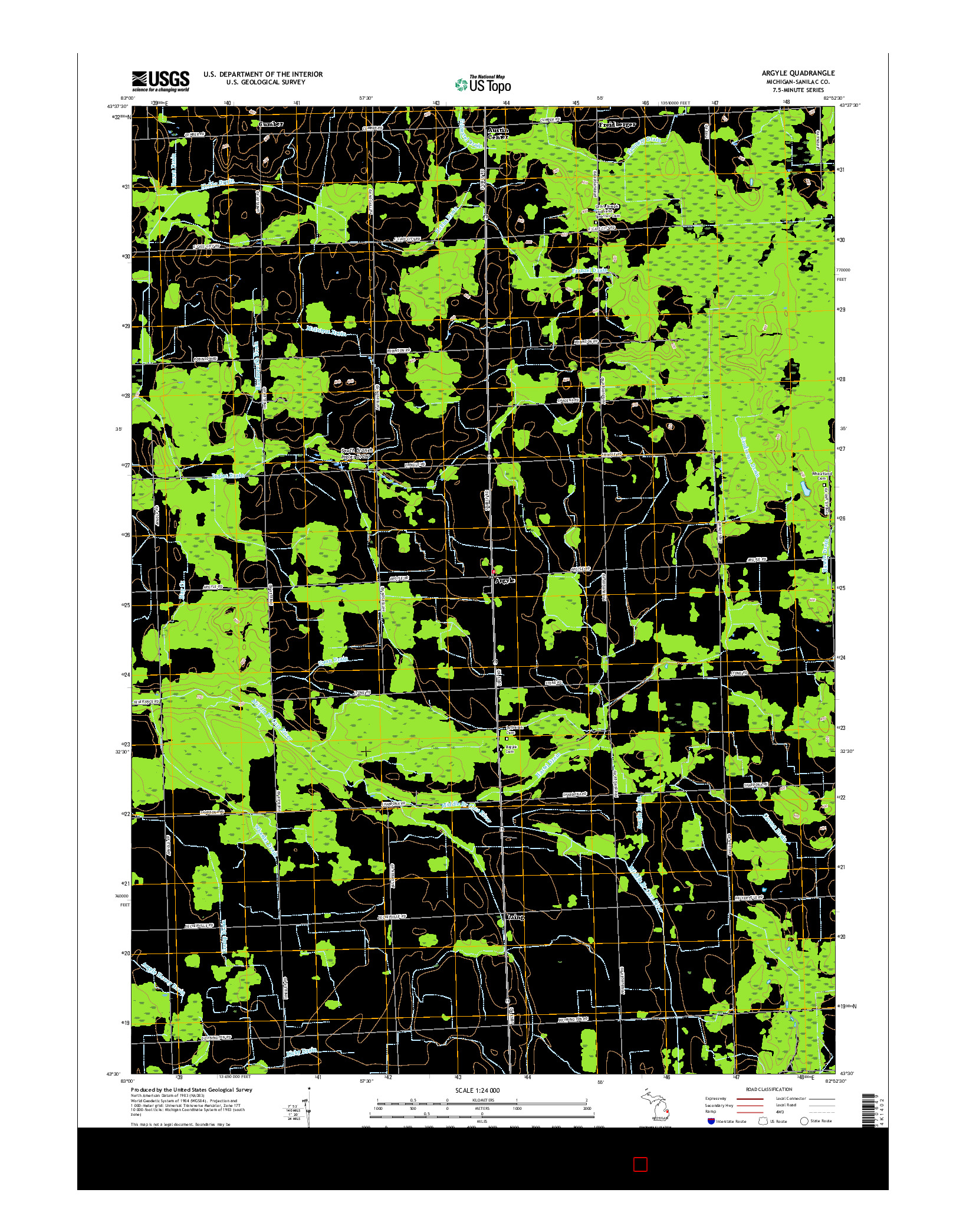 USGS US TOPO 7.5-MINUTE MAP FOR ARGYLE, MI 2017