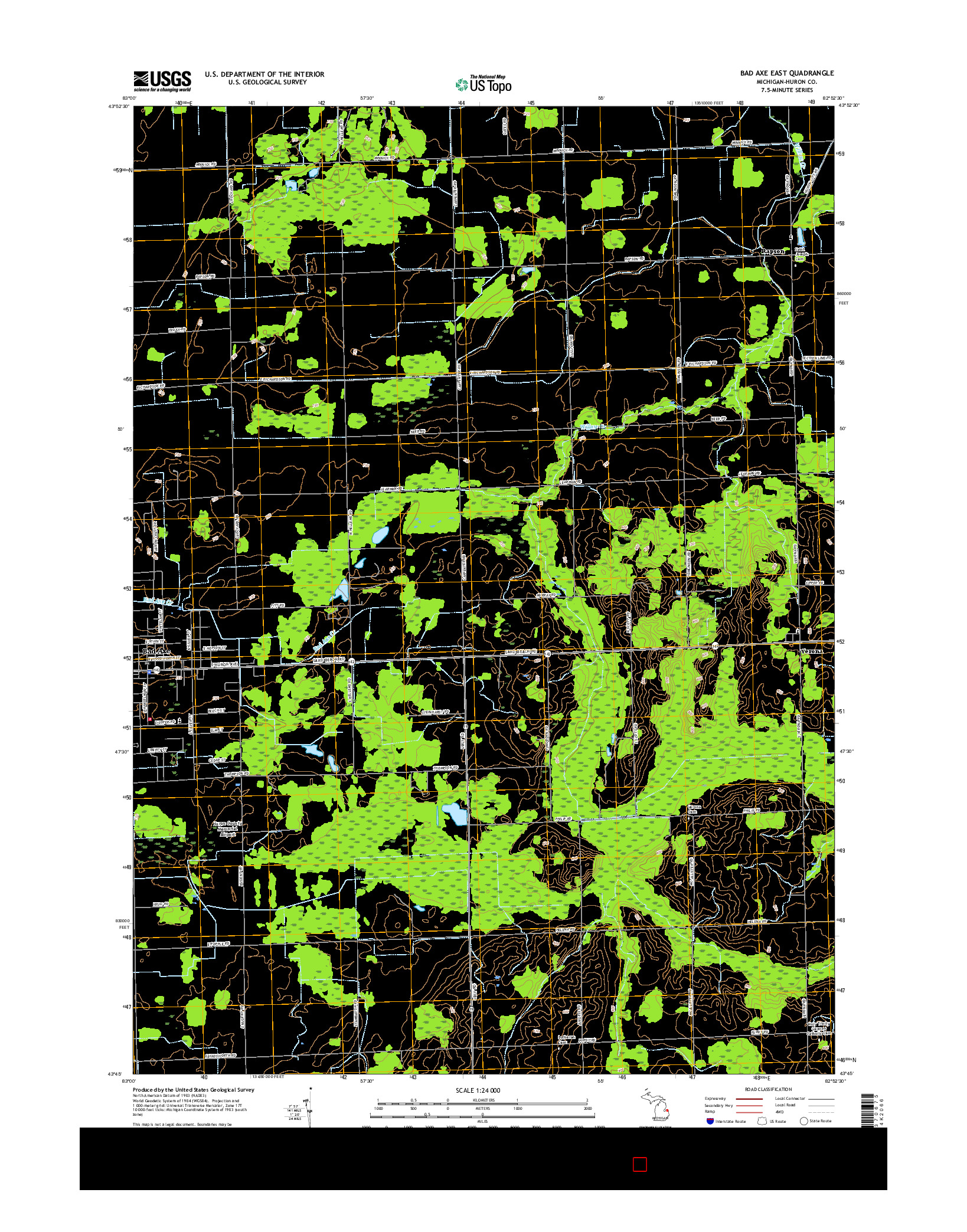 USGS US TOPO 7.5-MINUTE MAP FOR BAD AXE EAST, MI 2017