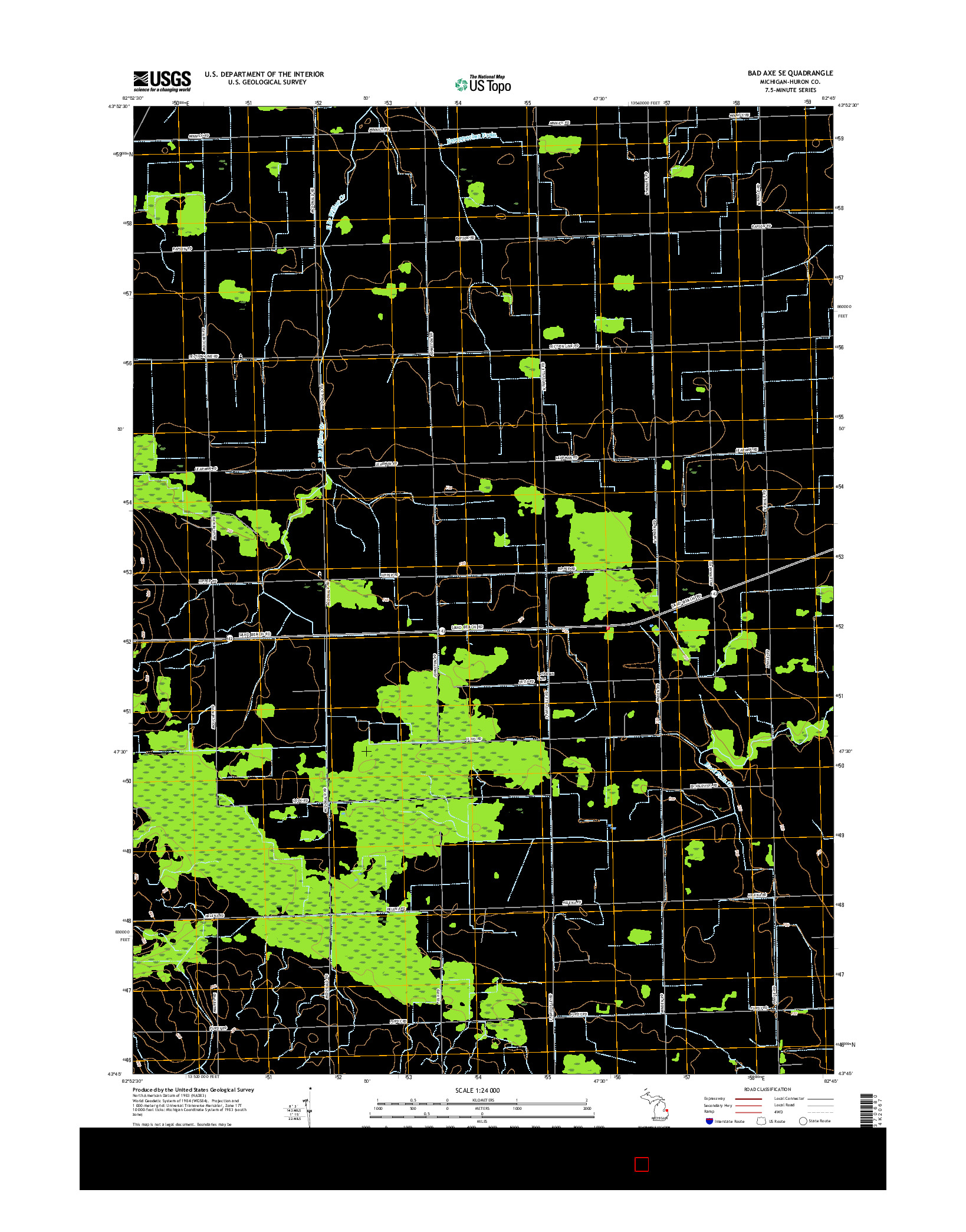 USGS US TOPO 7.5-MINUTE MAP FOR BAD AXE SE, MI 2017