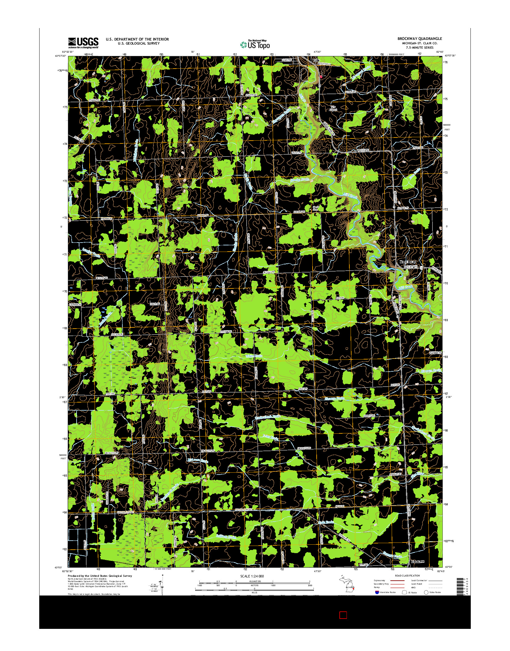 USGS US TOPO 7.5-MINUTE MAP FOR BROCKWAY, MI 2017