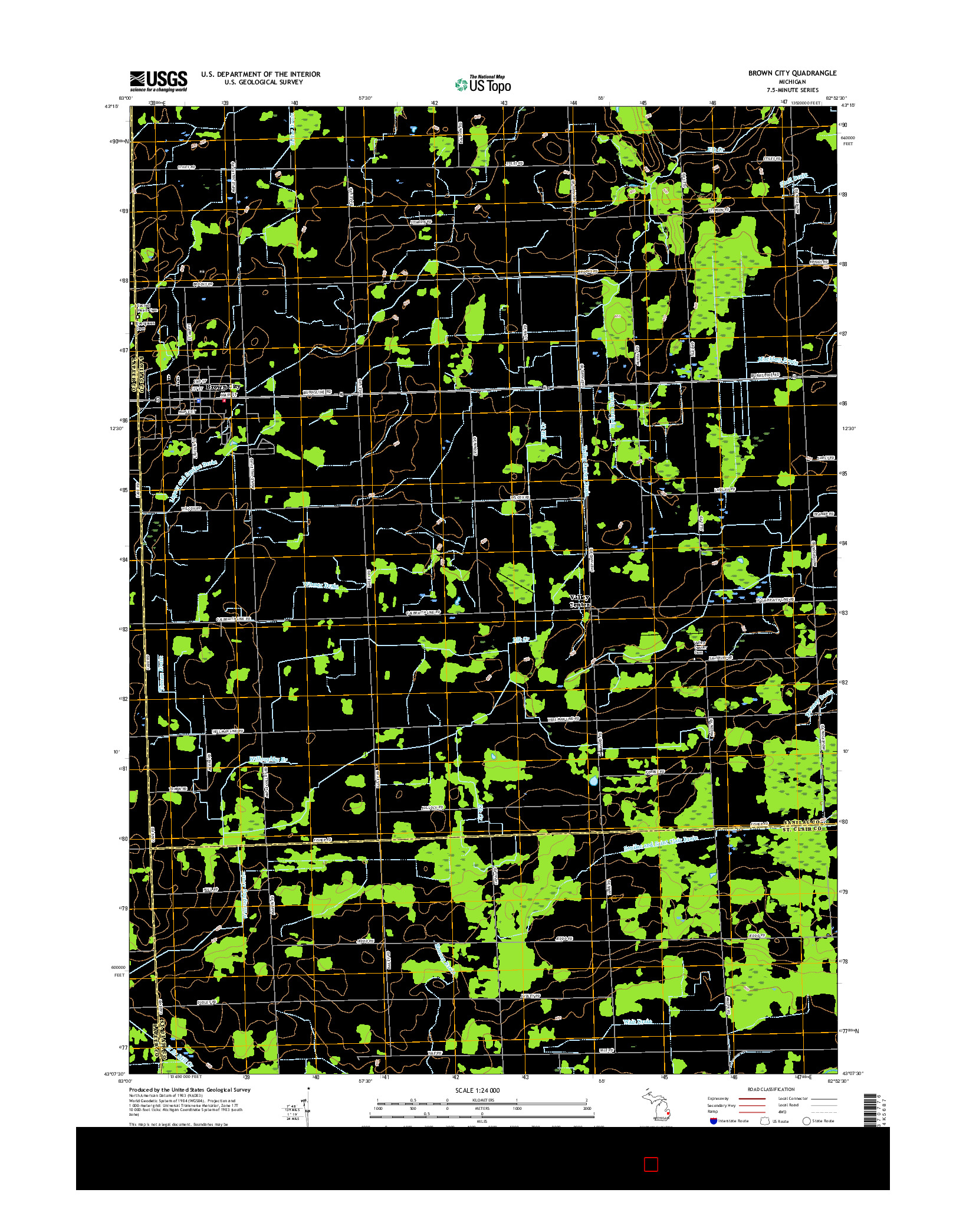 USGS US TOPO 7.5-MINUTE MAP FOR BROWN CITY, MI 2017