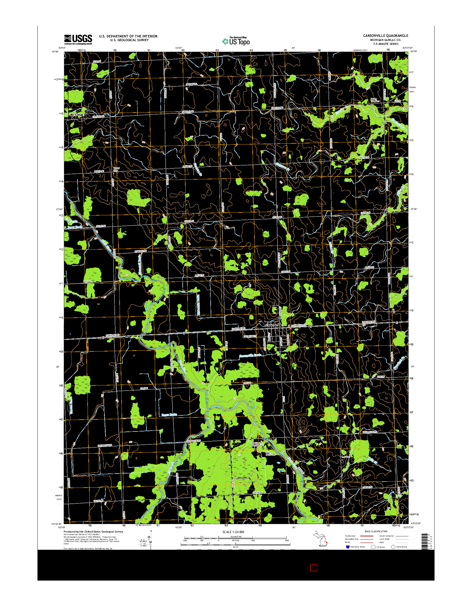 USGS US TOPO 7.5-MINUTE MAP FOR CARSONVILLE, MI 2017