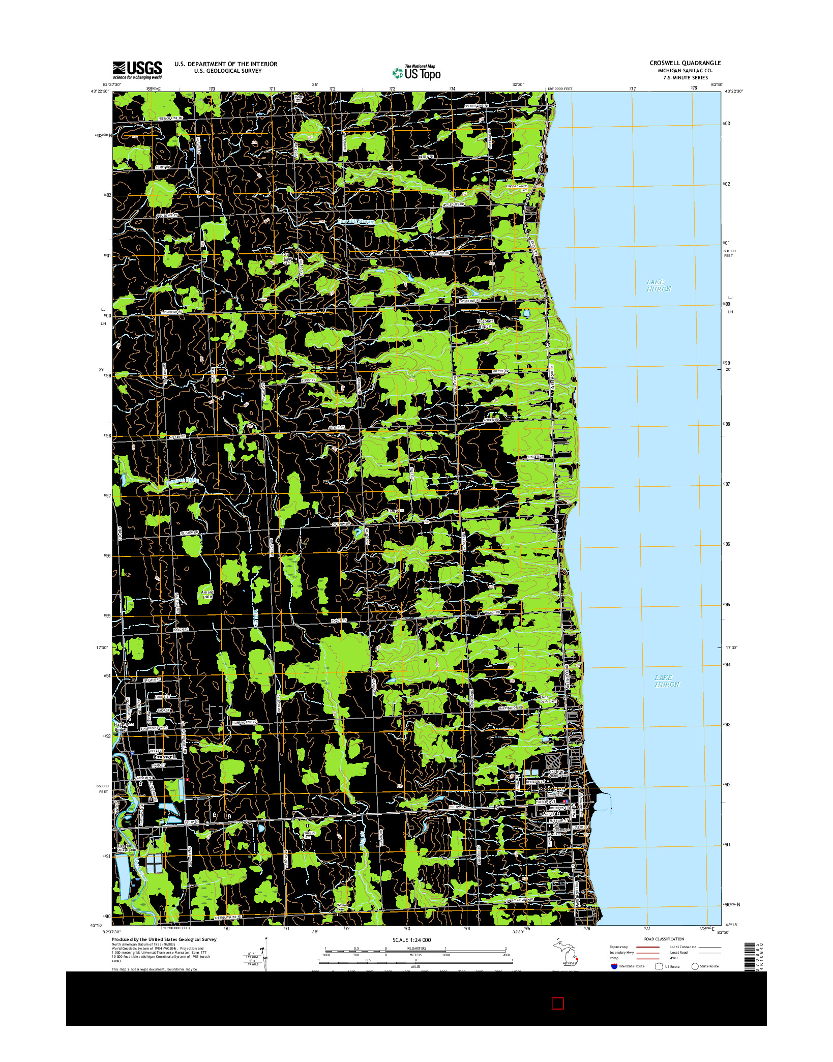 USGS US TOPO 7.5-MINUTE MAP FOR CROSWELL, MI 2017