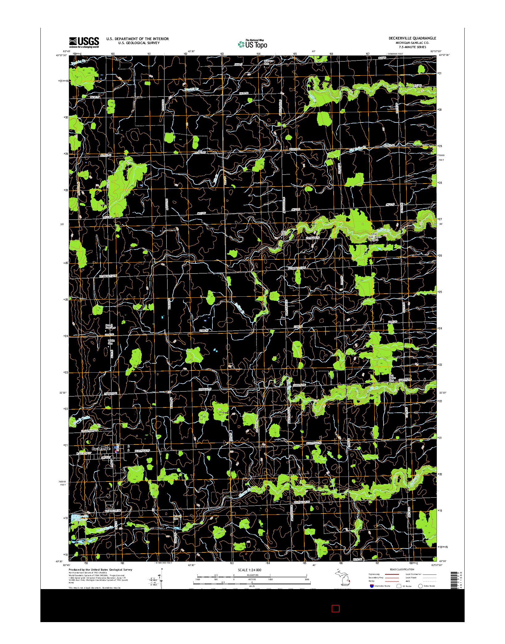 USGS US TOPO 7.5-MINUTE MAP FOR DECKERVILLE, MI 2017