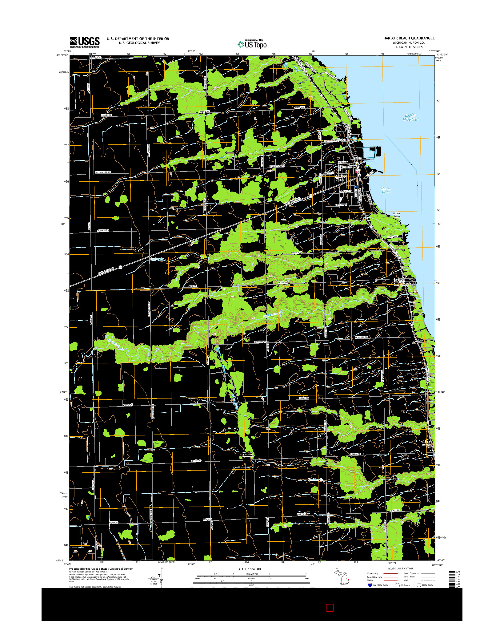 USGS US TOPO 7.5-MINUTE MAP FOR HARBOR BEACH, MI 2017