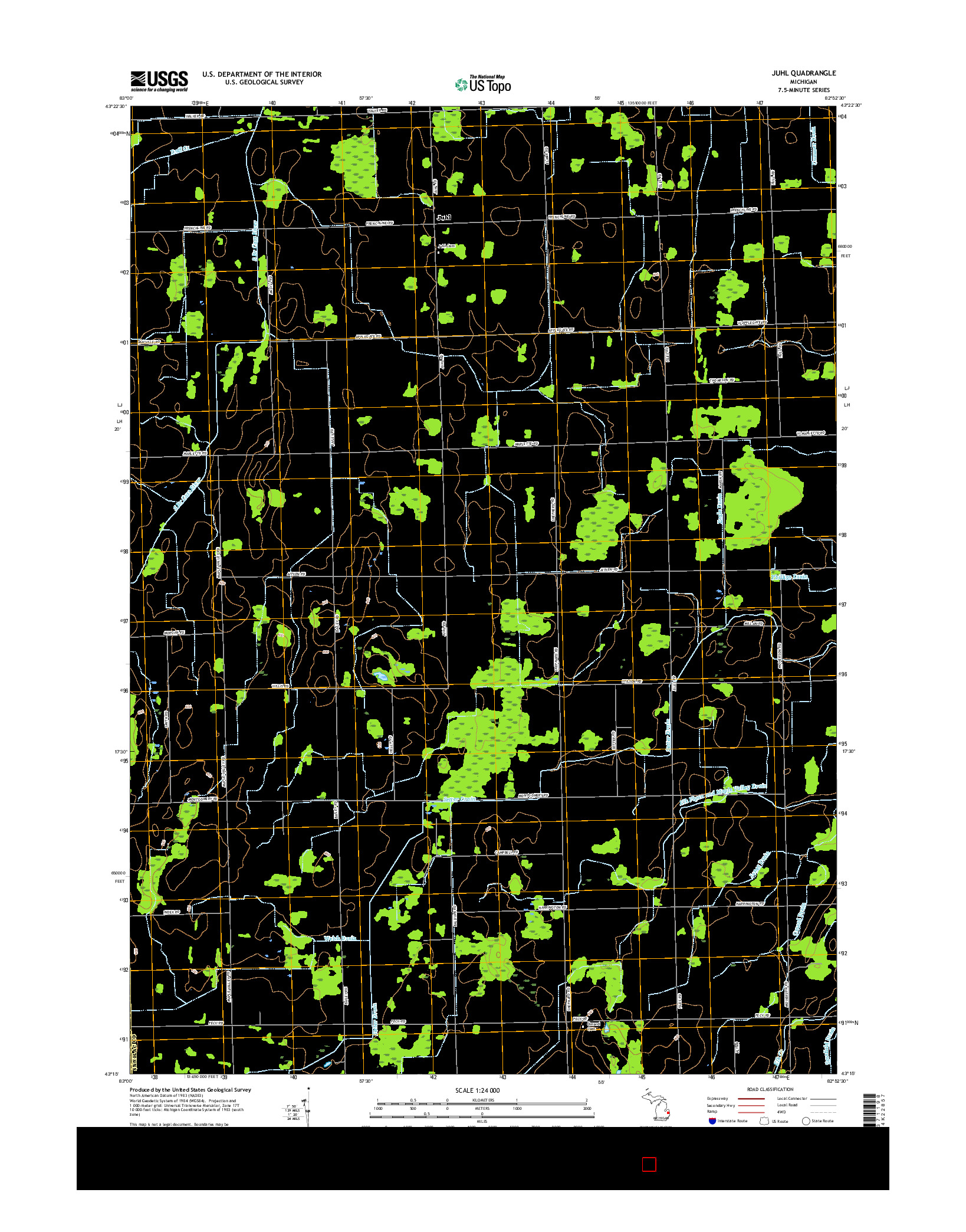 USGS US TOPO 7.5-MINUTE MAP FOR JUHL, MI 2017