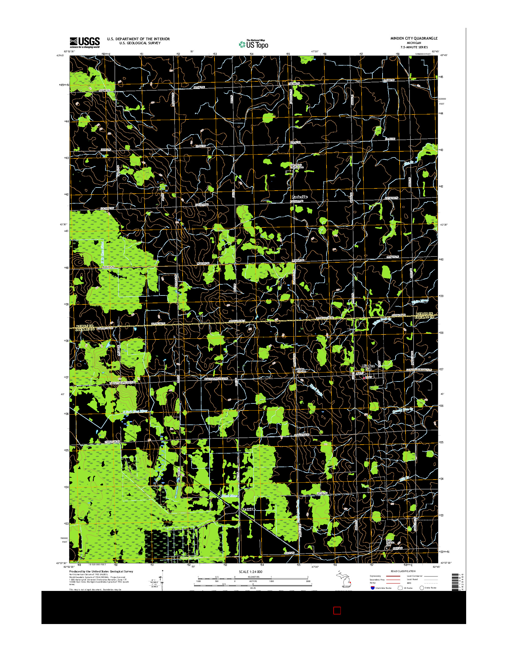 USGS US TOPO 7.5-MINUTE MAP FOR MINDEN CITY, MI 2017