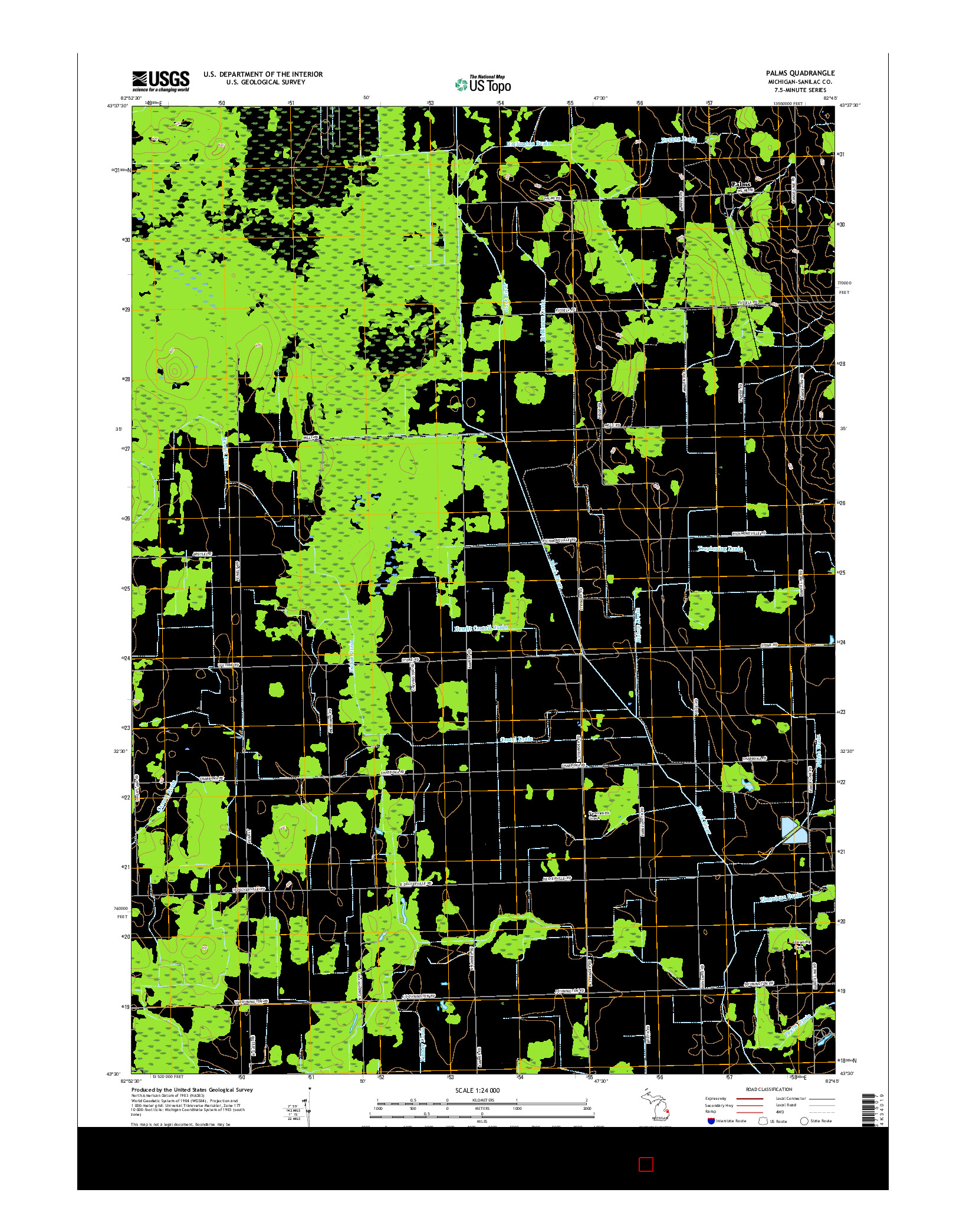 USGS US TOPO 7.5-MINUTE MAP FOR PALMS, MI 2017