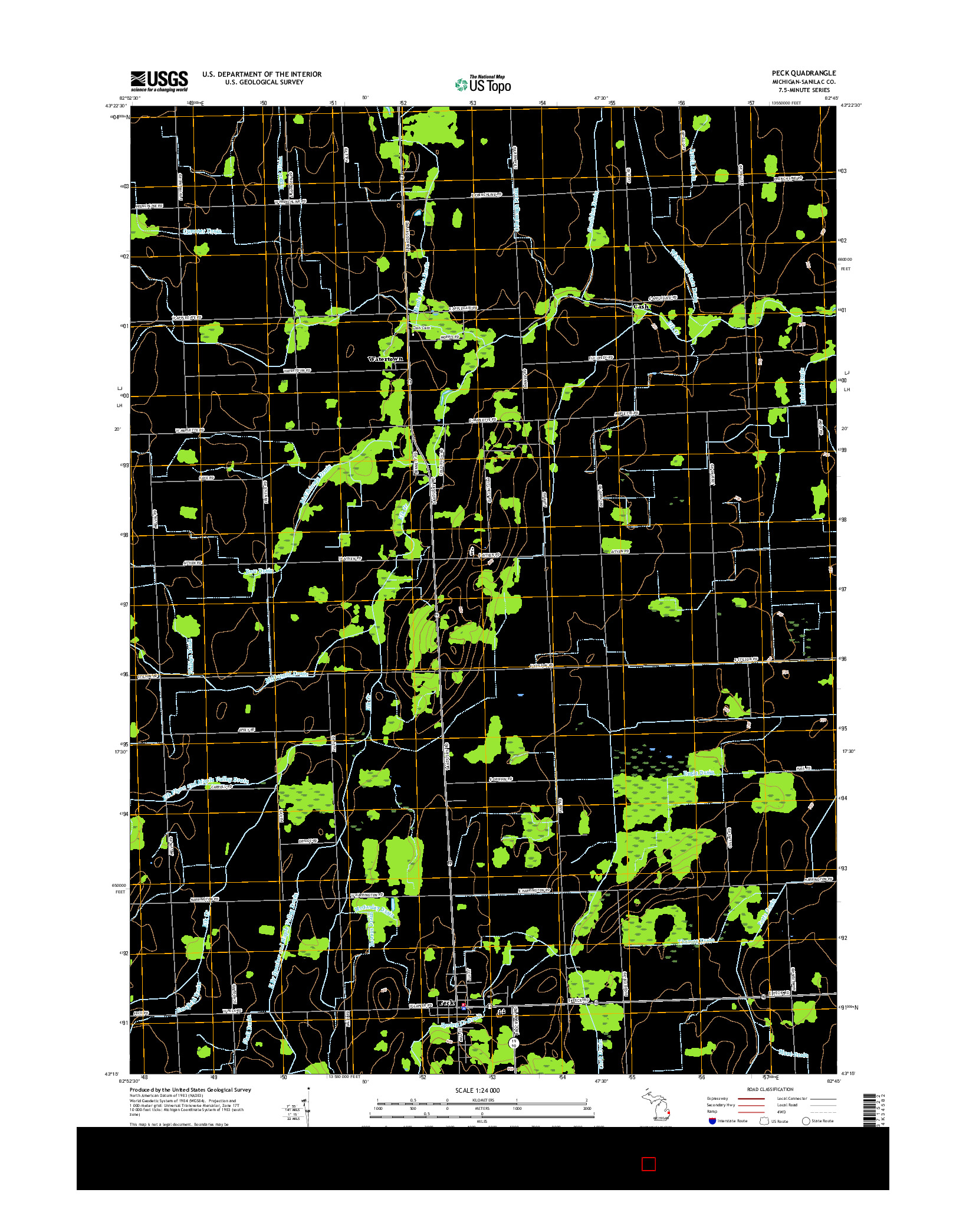 USGS US TOPO 7.5-MINUTE MAP FOR PECK, MI 2017