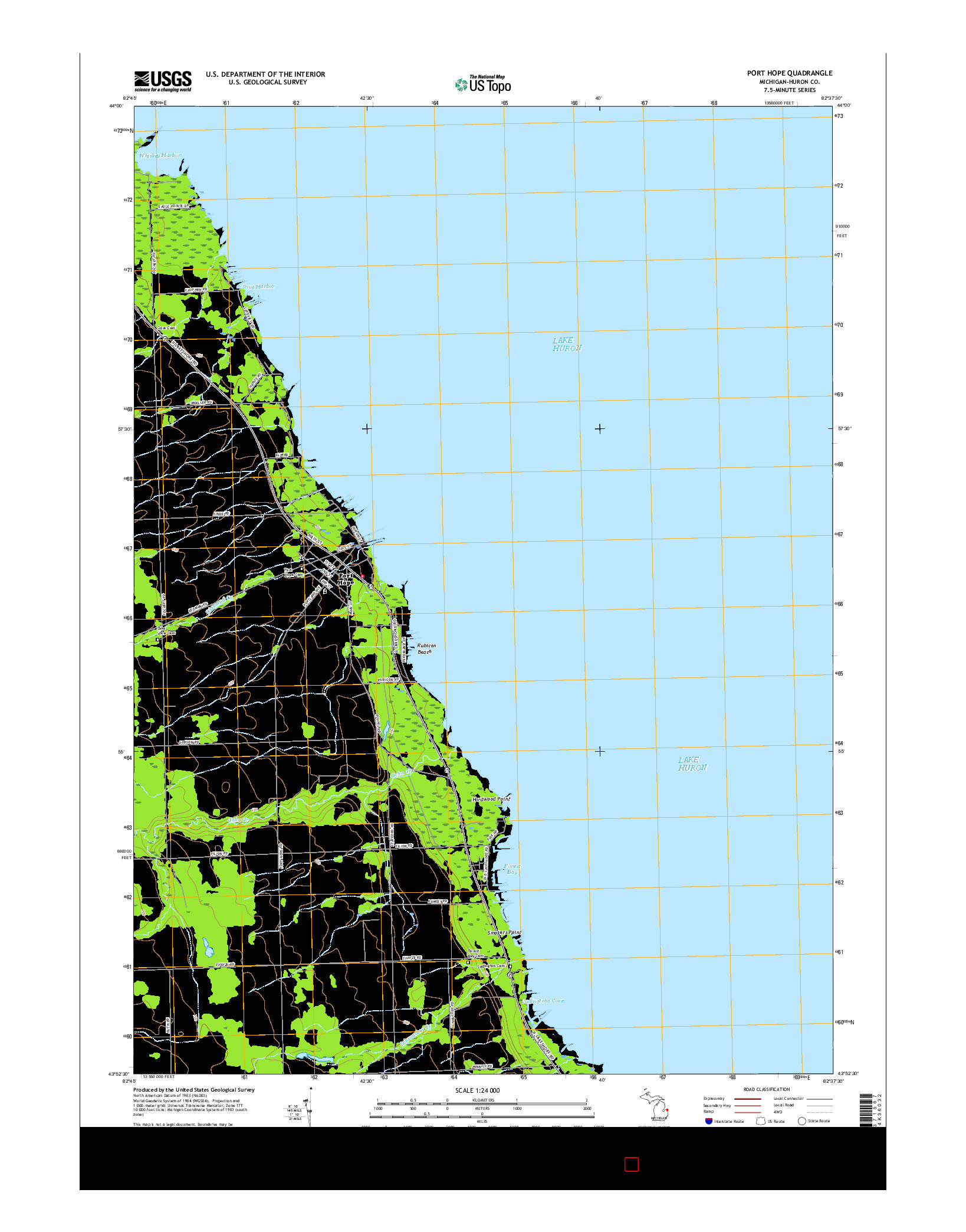 USGS US TOPO 7.5-MINUTE MAP FOR PORT HOPE, MI 2017