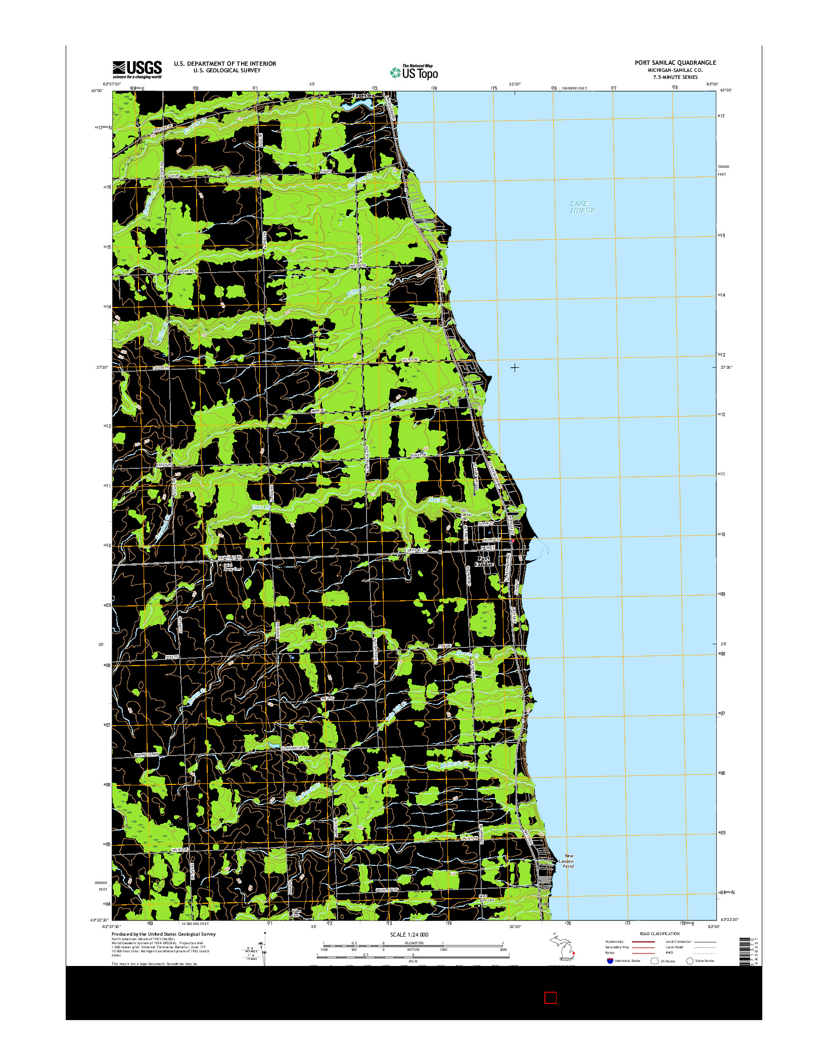USGS US TOPO 7.5-MINUTE MAP FOR PORT SANILAC, MI 2017