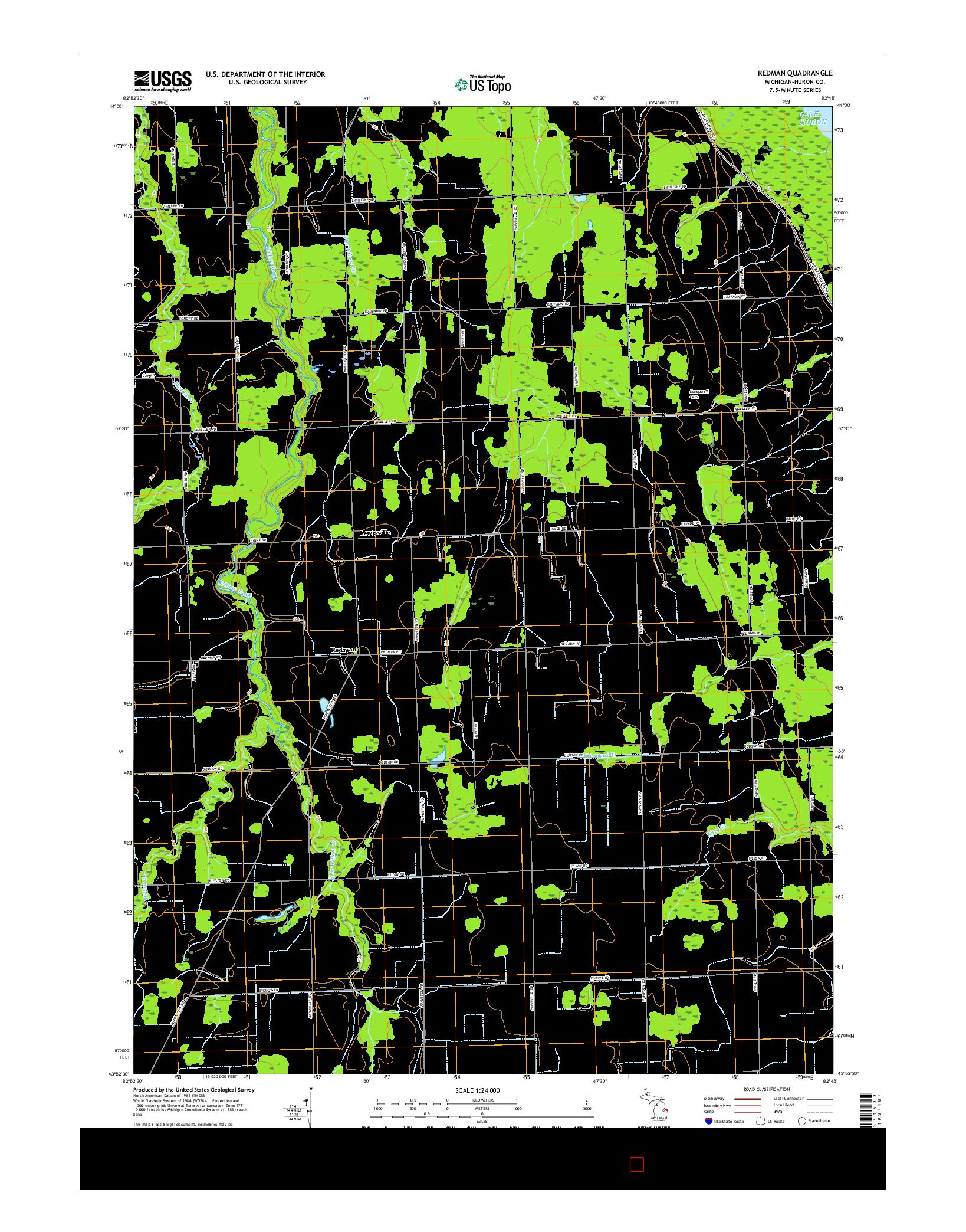 USGS US TOPO 7.5-MINUTE MAP FOR REDMAN, MI 2017