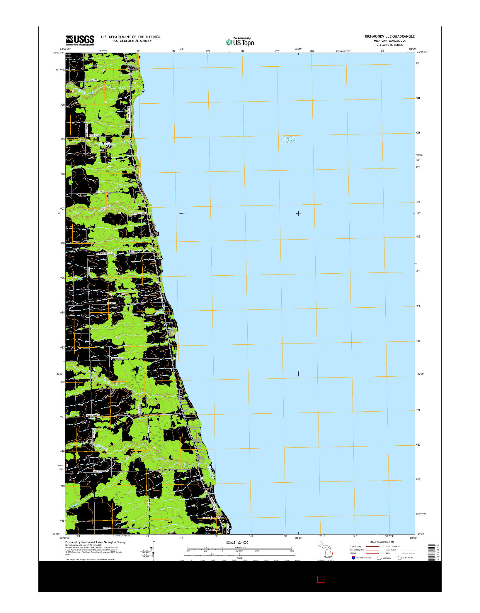 USGS US TOPO 7.5-MINUTE MAP FOR RICHMONDVILLE, MI 2017