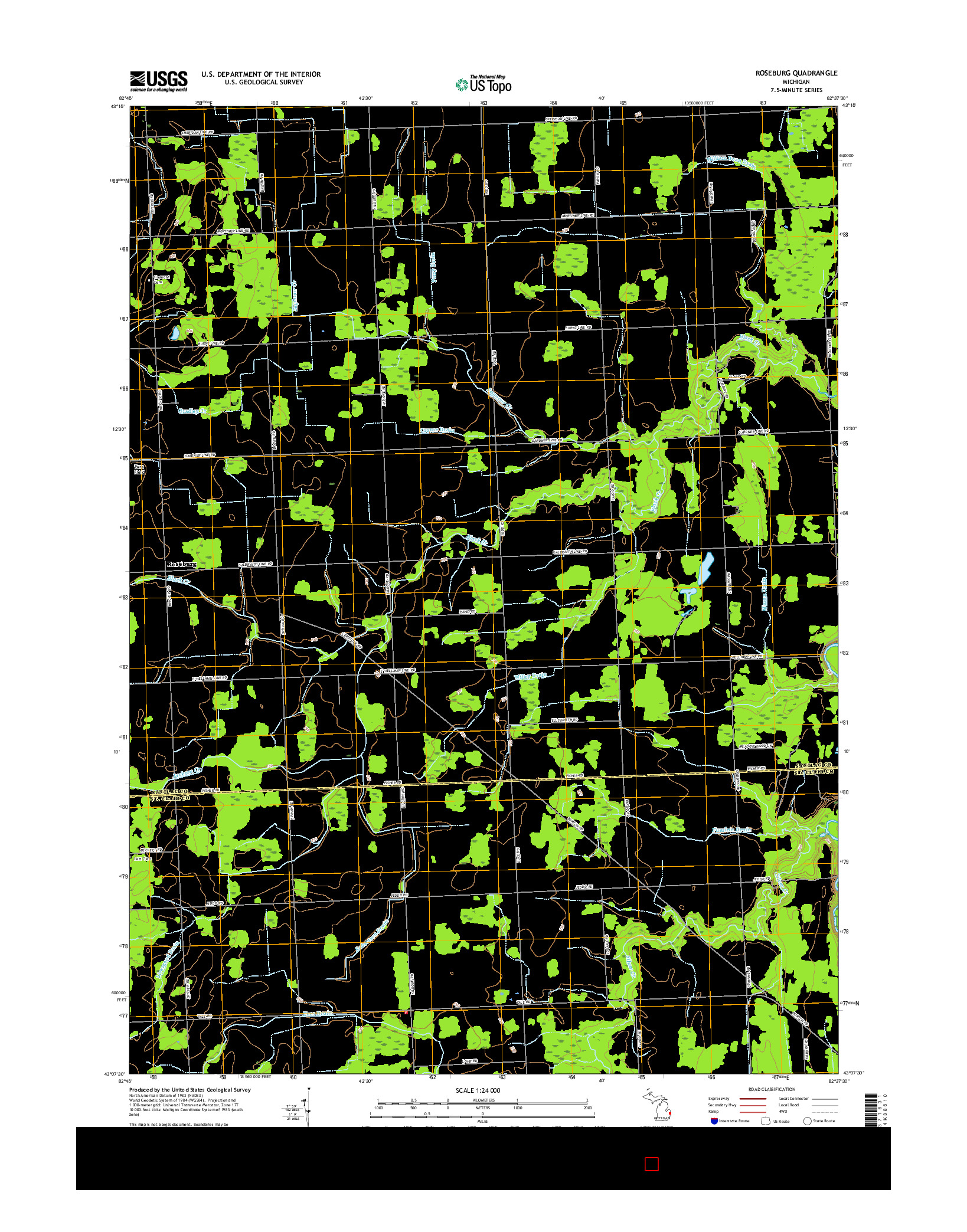 USGS US TOPO 7.5-MINUTE MAP FOR ROSEBURG, MI 2017