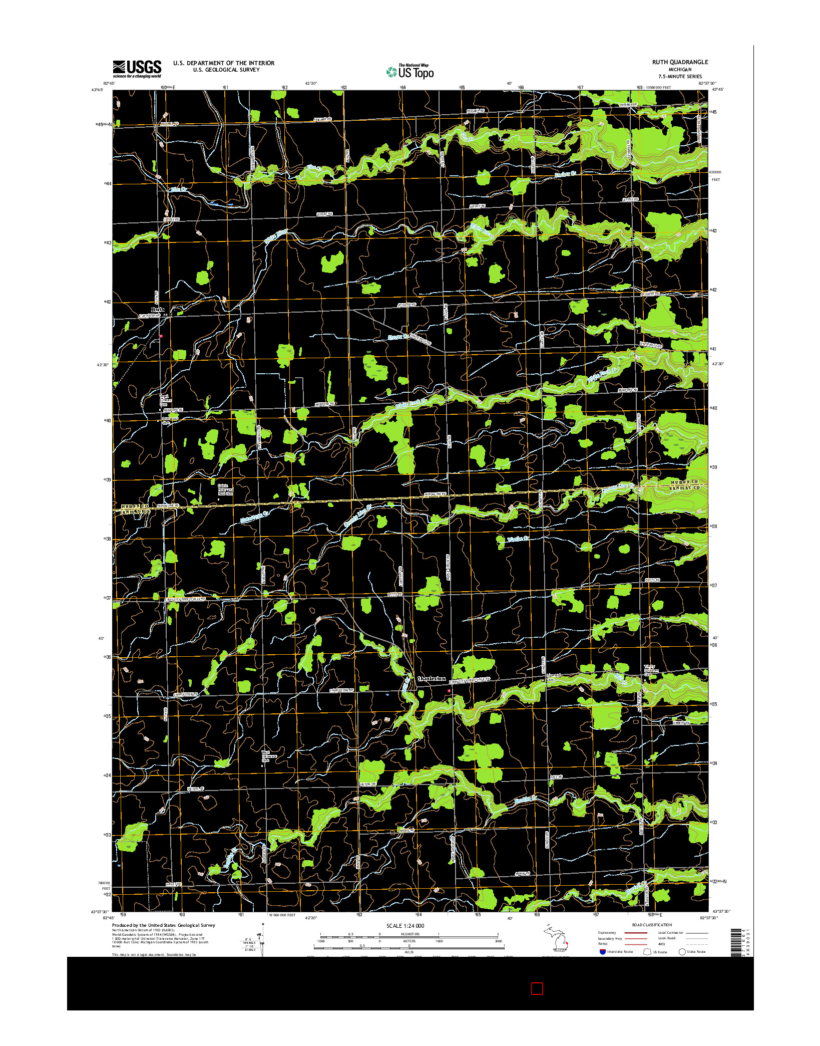 USGS US TOPO 7.5-MINUTE MAP FOR RUTH, MI 2017