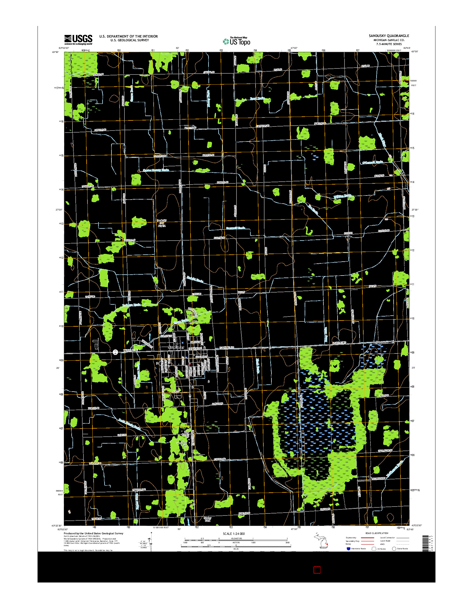 USGS US TOPO 7.5-MINUTE MAP FOR SANDUSKY, MI 2017