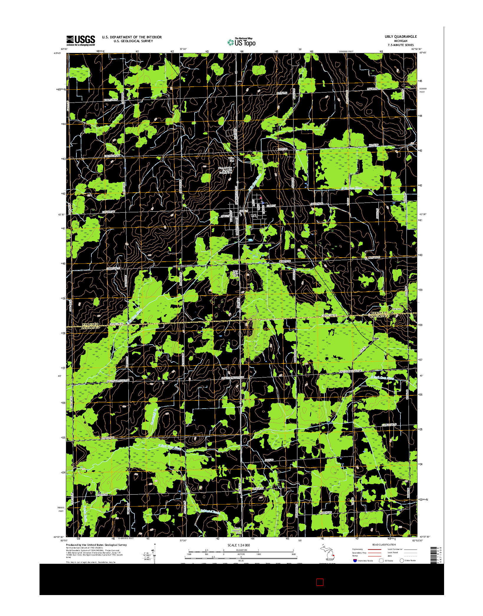 USGS US TOPO 7.5-MINUTE MAP FOR UBLY, MI 2017