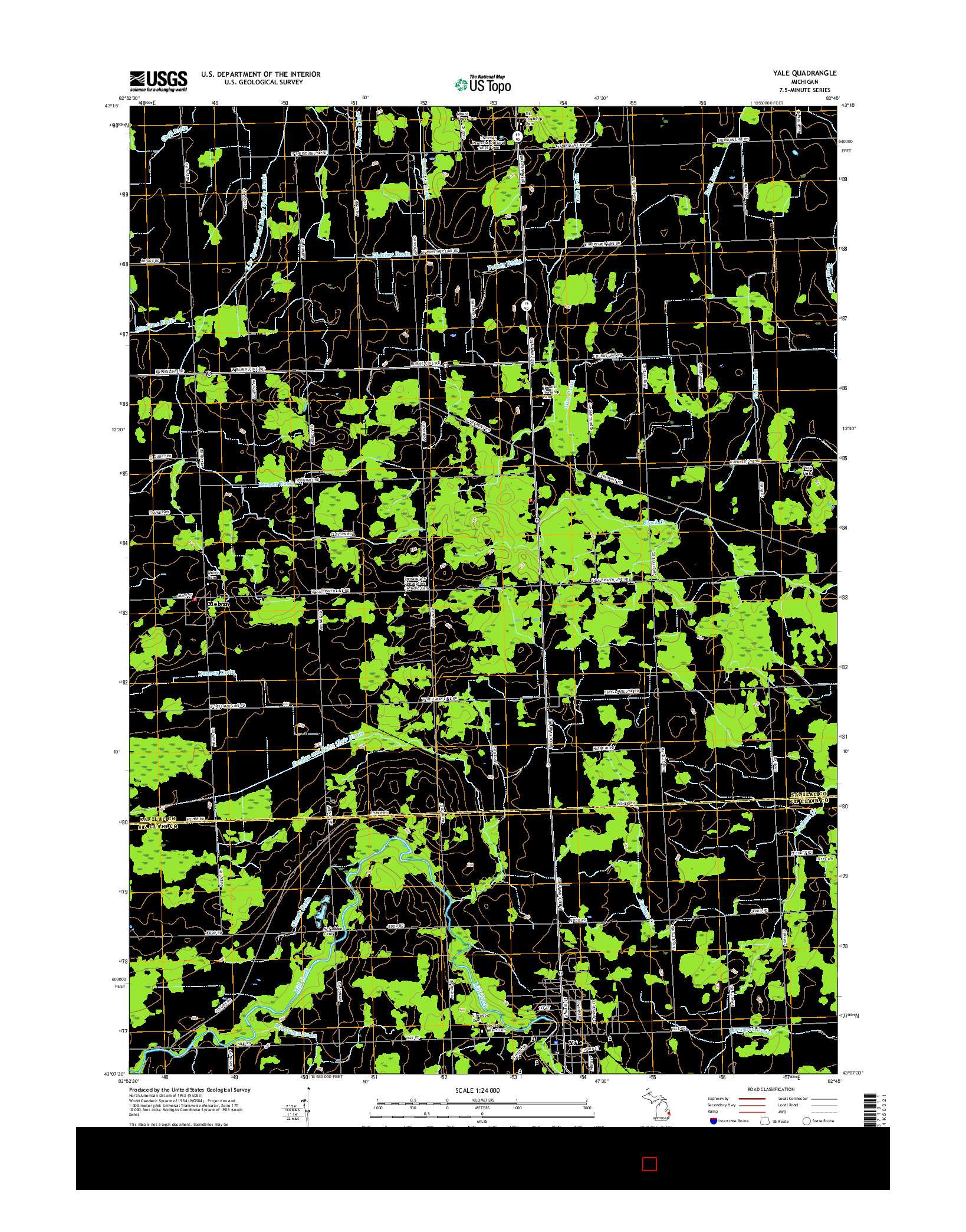 USGS US TOPO 7.5-MINUTE MAP FOR YALE, MI 2017