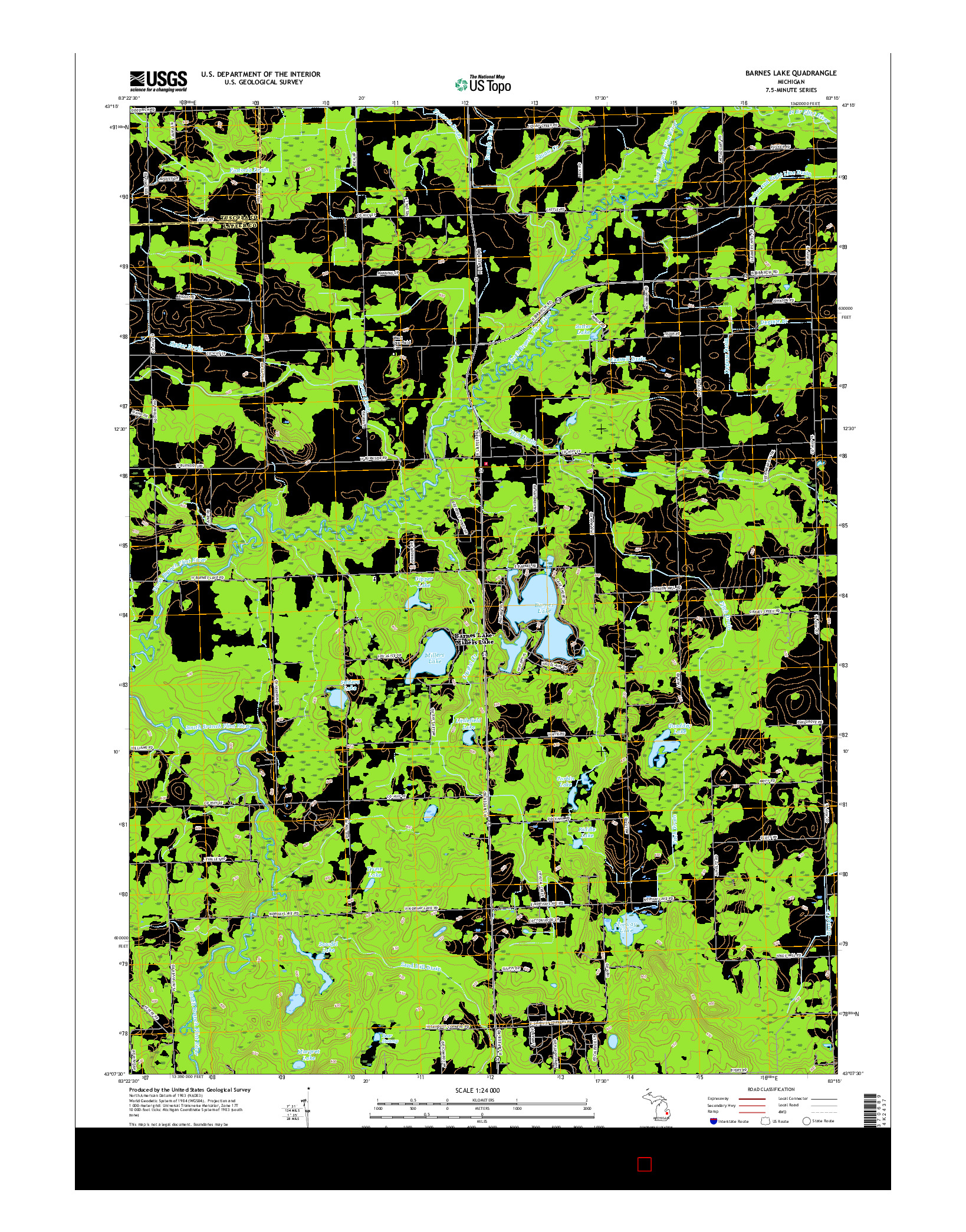 USGS US TOPO 7.5-MINUTE MAP FOR BARNES LAKE, MI 2017