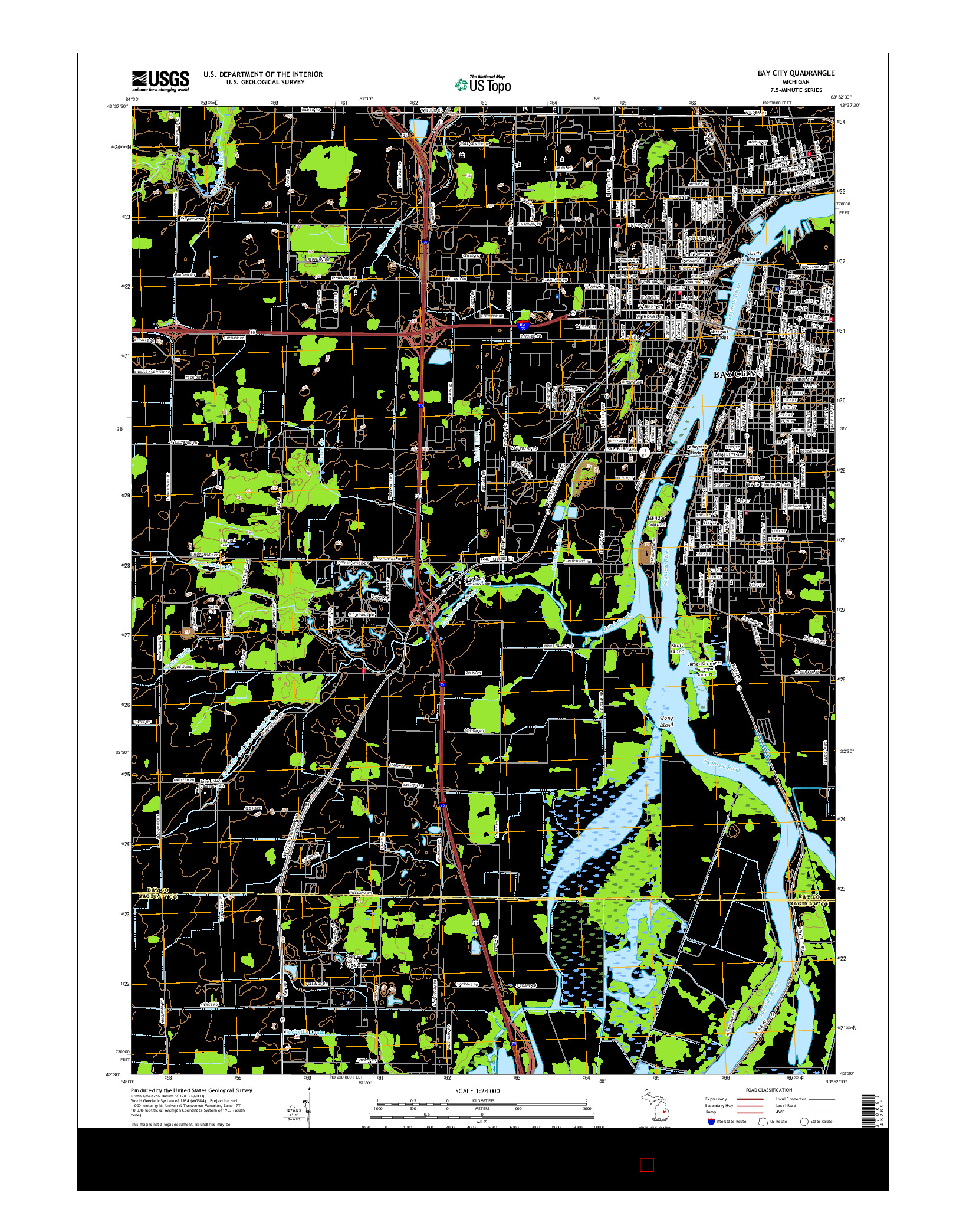 USGS US TOPO 7.5-MINUTE MAP FOR BAY CITY, MI 2017