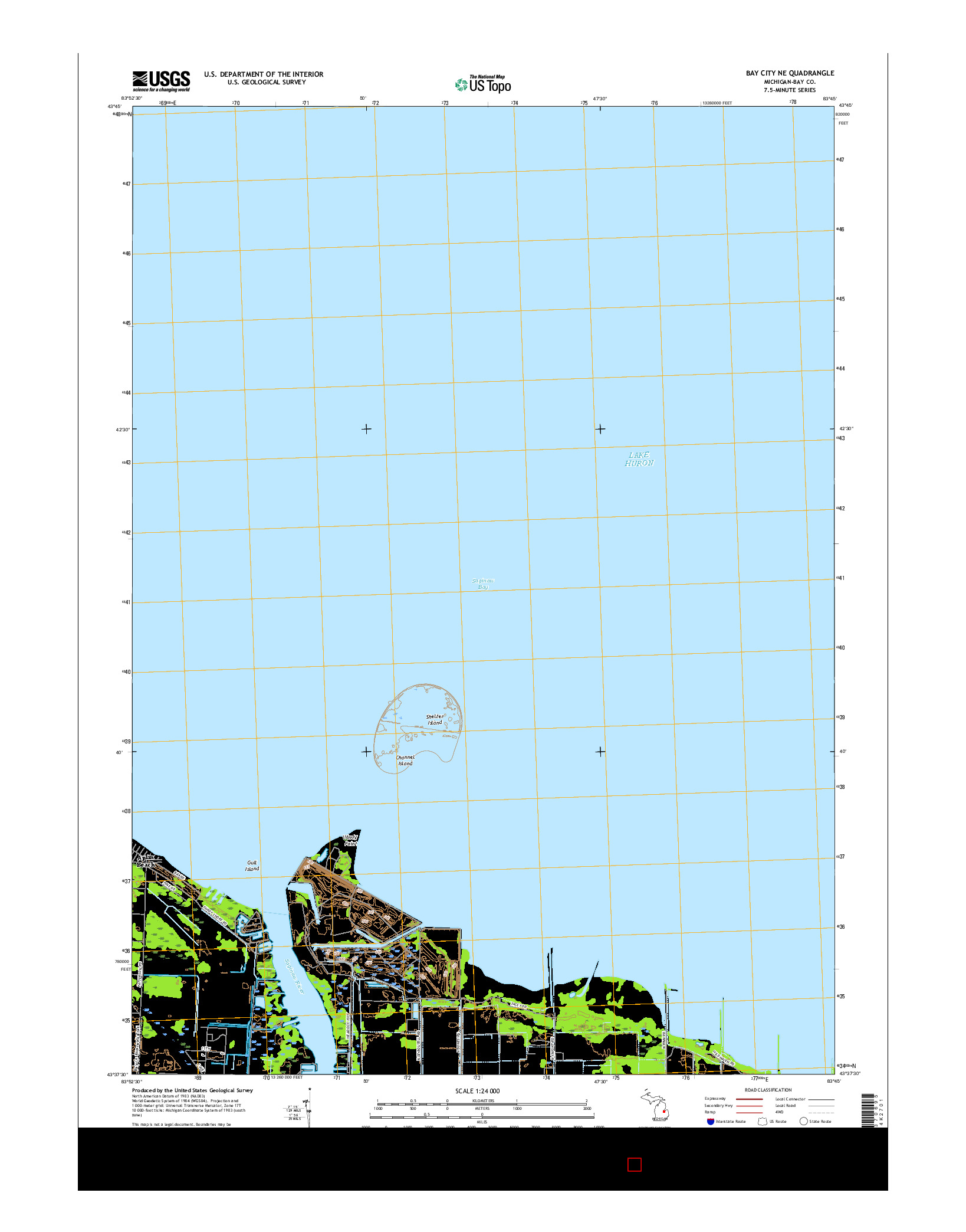 USGS US TOPO 7.5-MINUTE MAP FOR BAY CITY NE, MI 2017