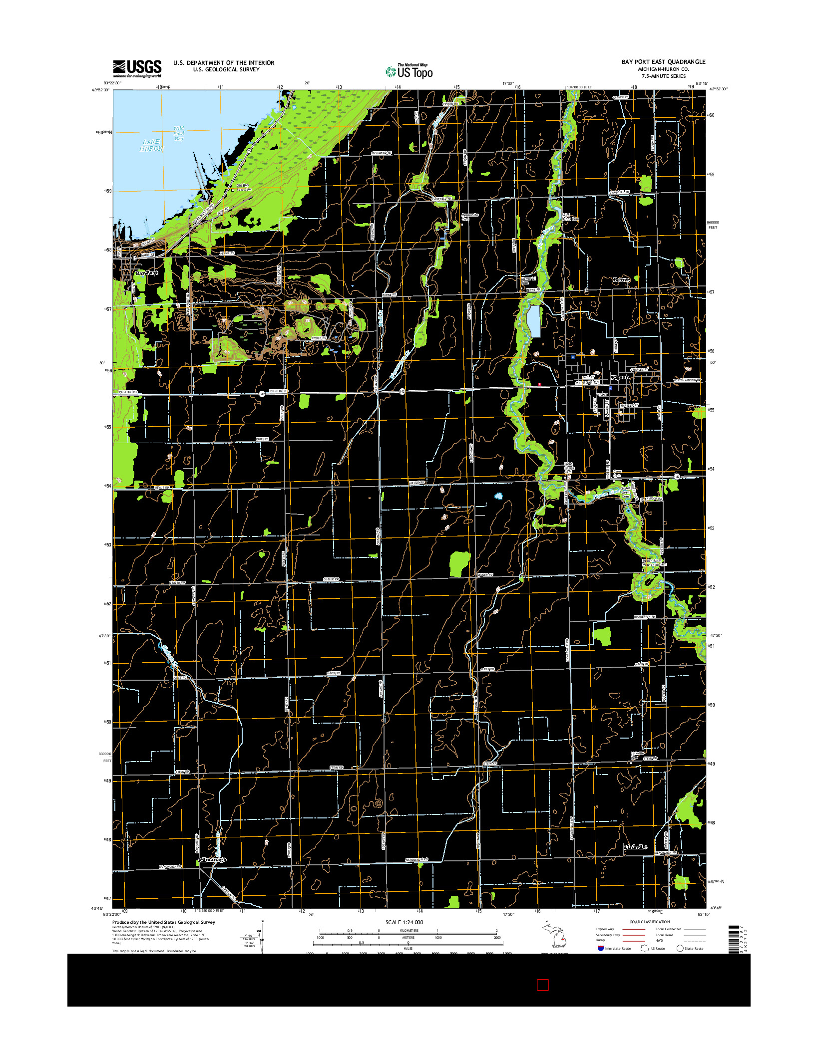 USGS US TOPO 7.5-MINUTE MAP FOR BAY PORT EAST, MI 2017