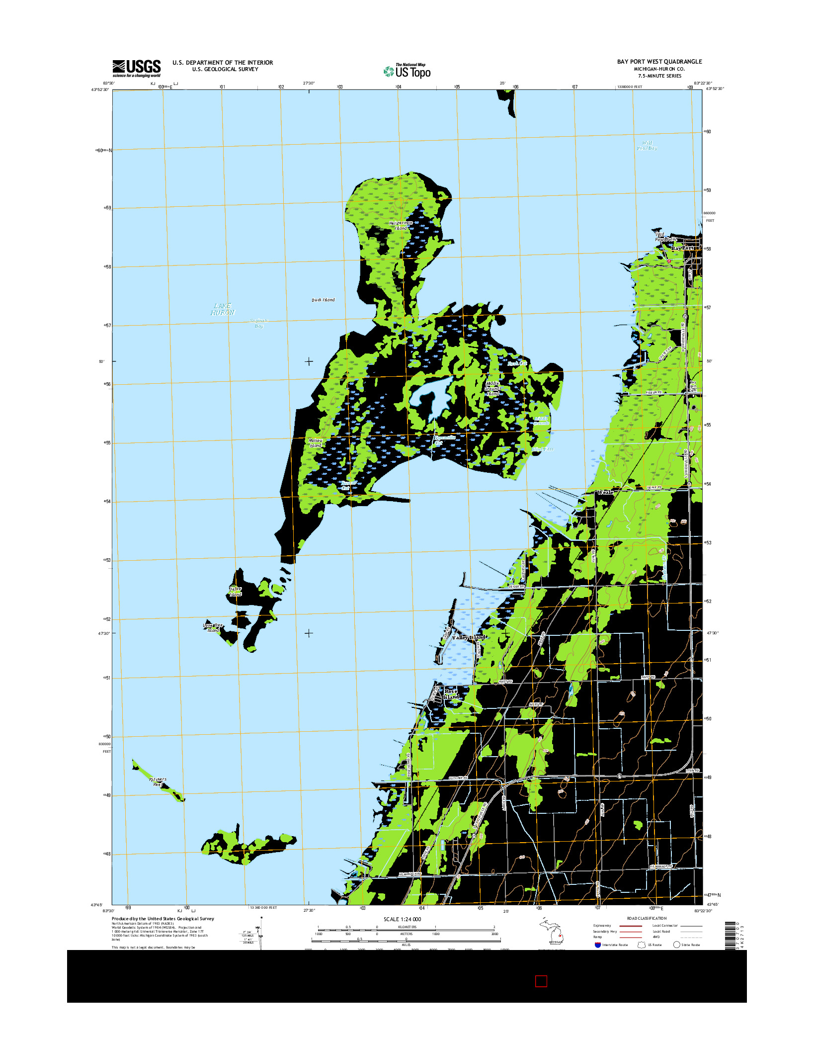 USGS US TOPO 7.5-MINUTE MAP FOR BAY PORT WEST, MI 2017