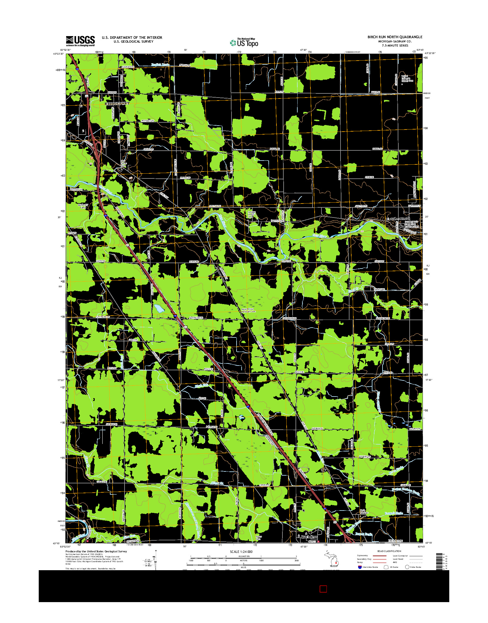 USGS US TOPO 7.5-MINUTE MAP FOR BIRCH RUN NORTH, MI 2017