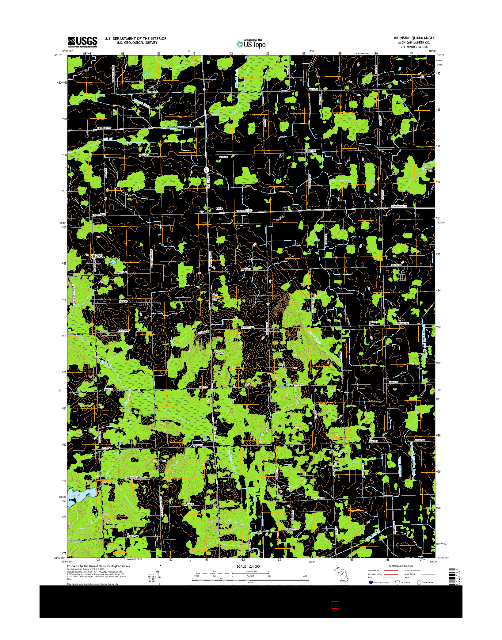 USGS US TOPO 7.5-MINUTE MAP FOR BURNSIDE, MI 2017