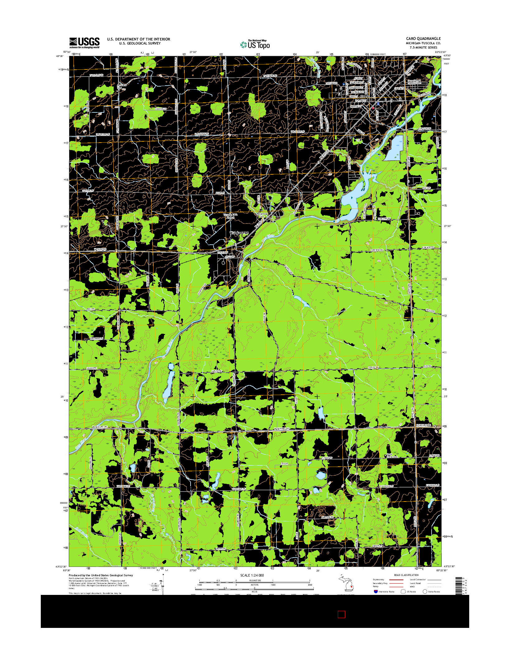 USGS US TOPO 7.5-MINUTE MAP FOR CARO, MI 2017